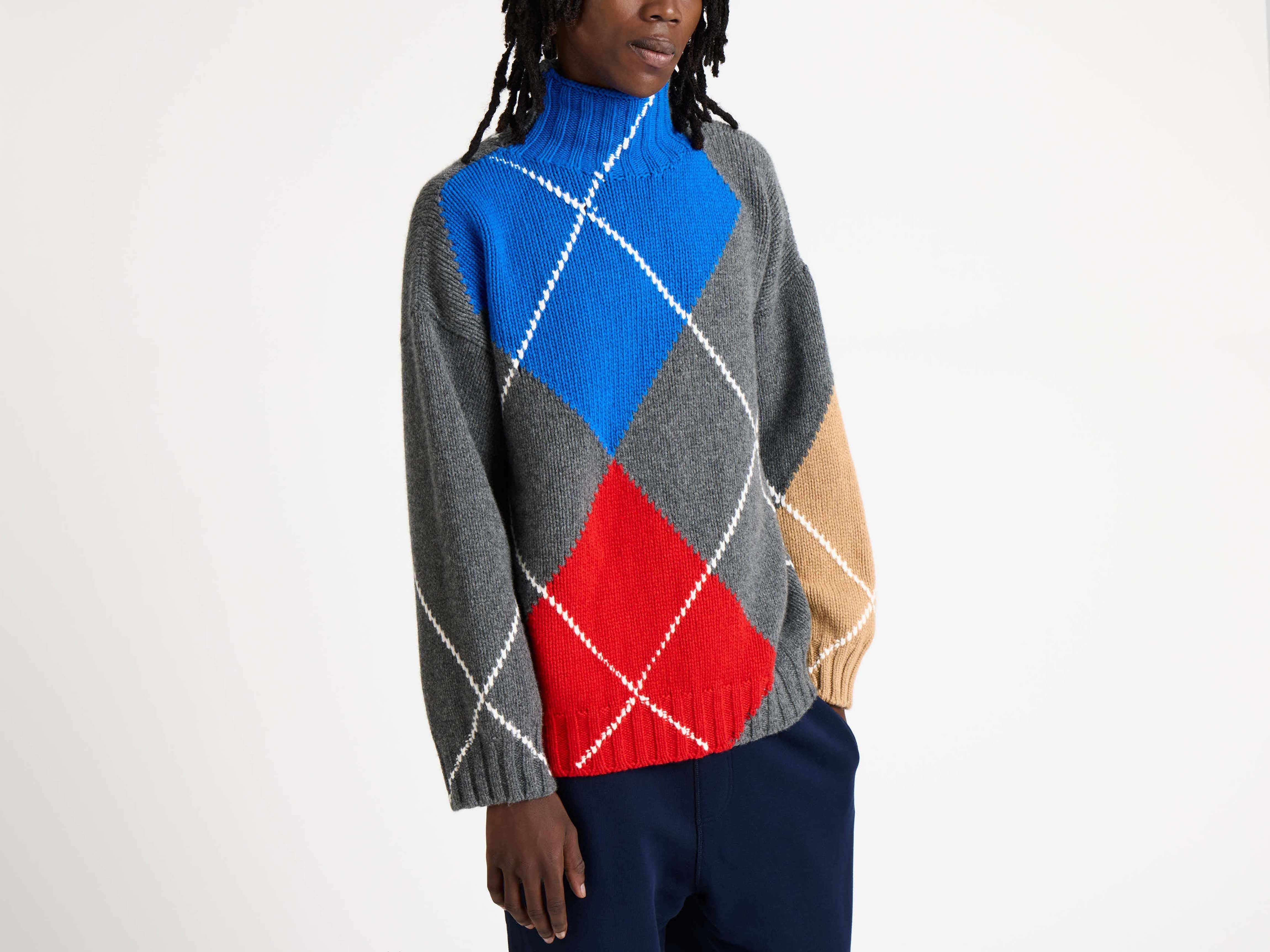 J.W.Anderson x Pringle Argyle Rollkragenpullover Wolle