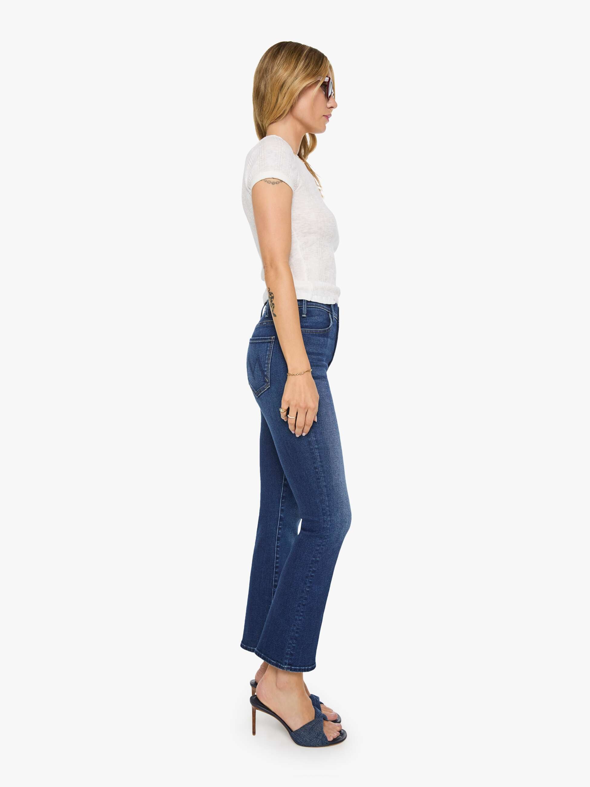 Mother Hustler Ankle Jeans Taking Chances blau High-Rise Flare