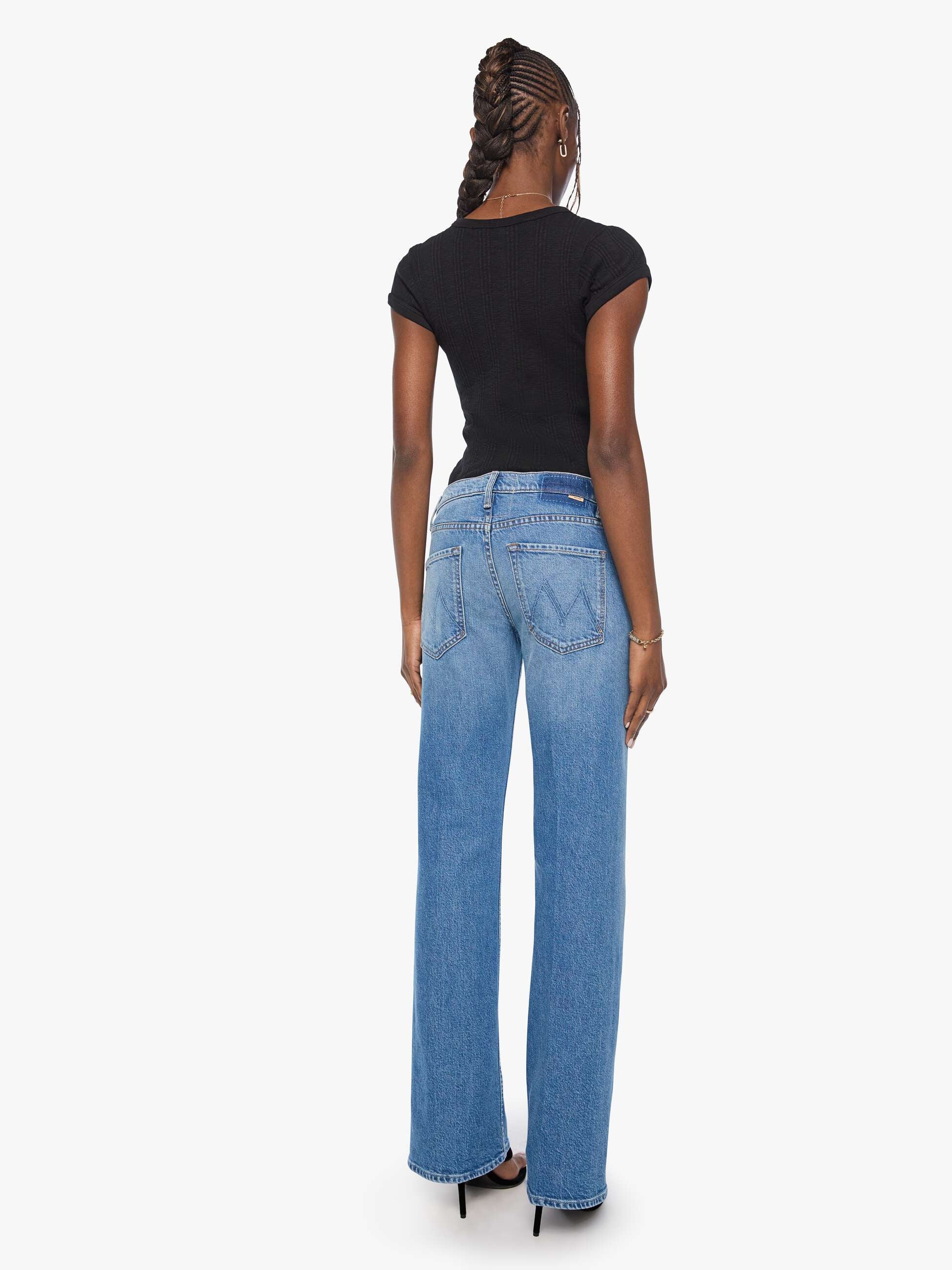 Mother Bookie Twist Skimp Bootcut Jeans Just An Animal blau