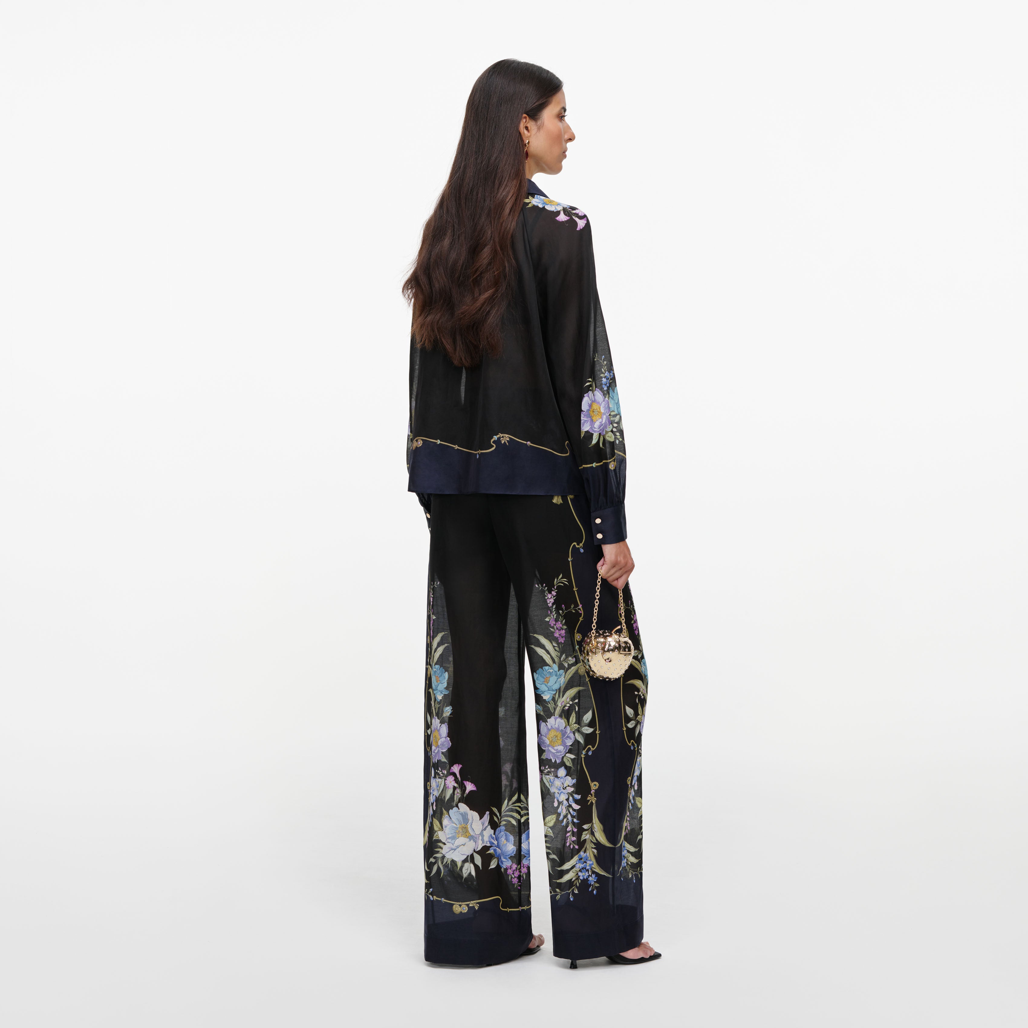 Self-Portrait Navy Floral Organza Hose Blau Gr. UK 4-16