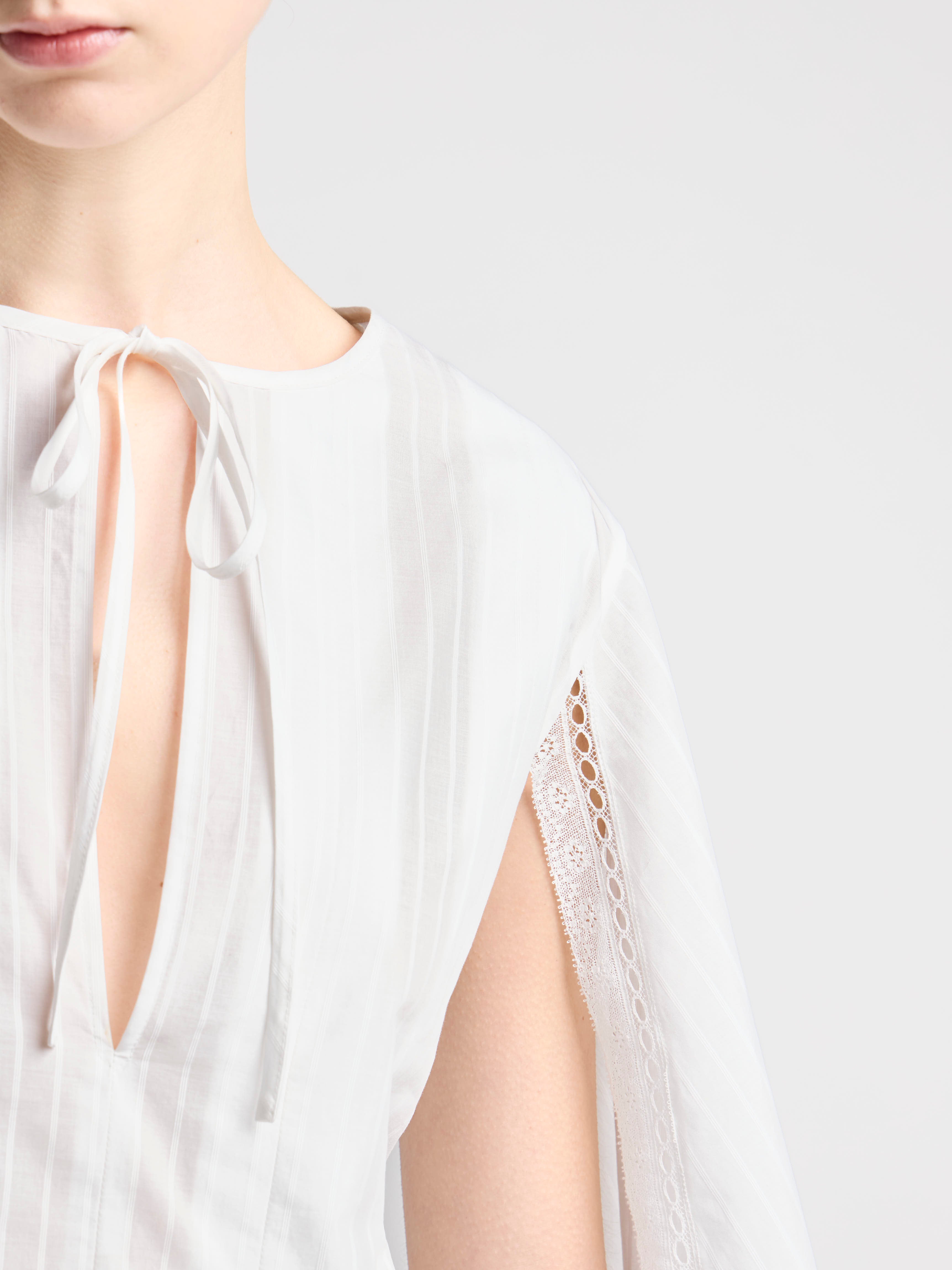 J.W.Anderson Draped Sleeve Top Weiss Baumwolle Spitze