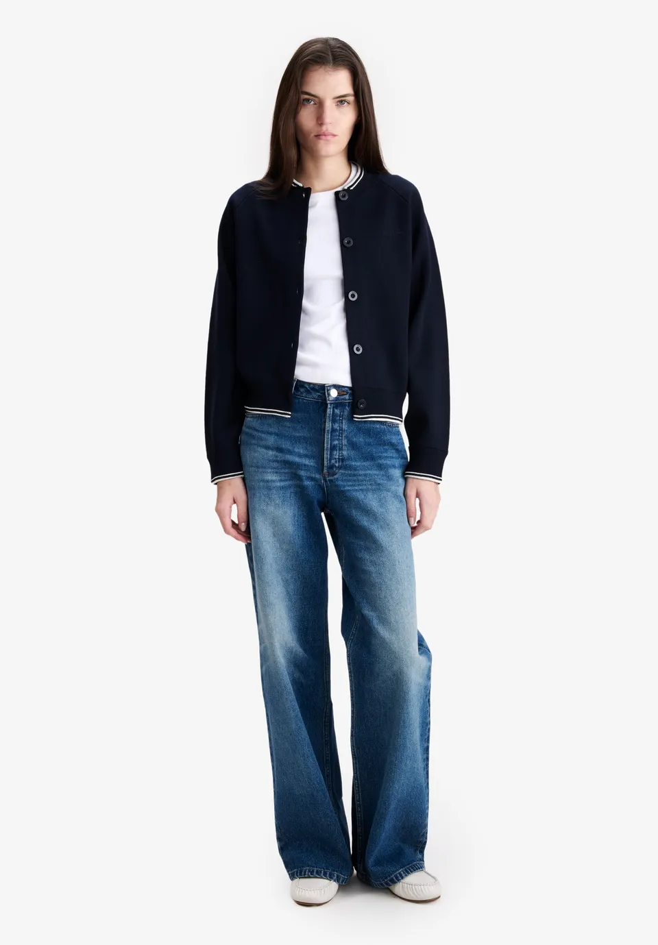 A.P.C. Sportjacke Wolle Jacke M Marineblau Rundhals