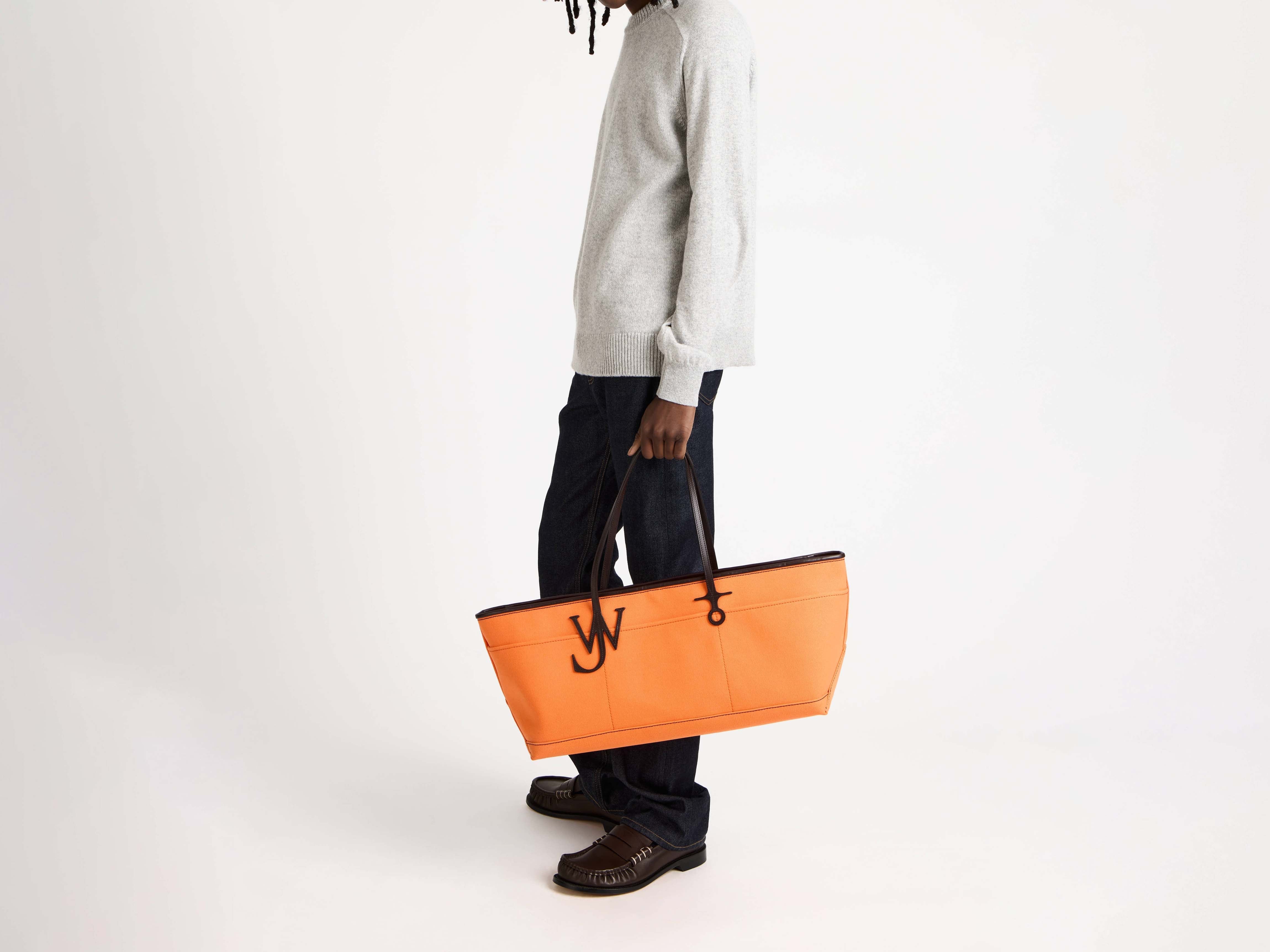 J.W.Anderson Stretch Anchor Tote Orange Canvas Leder