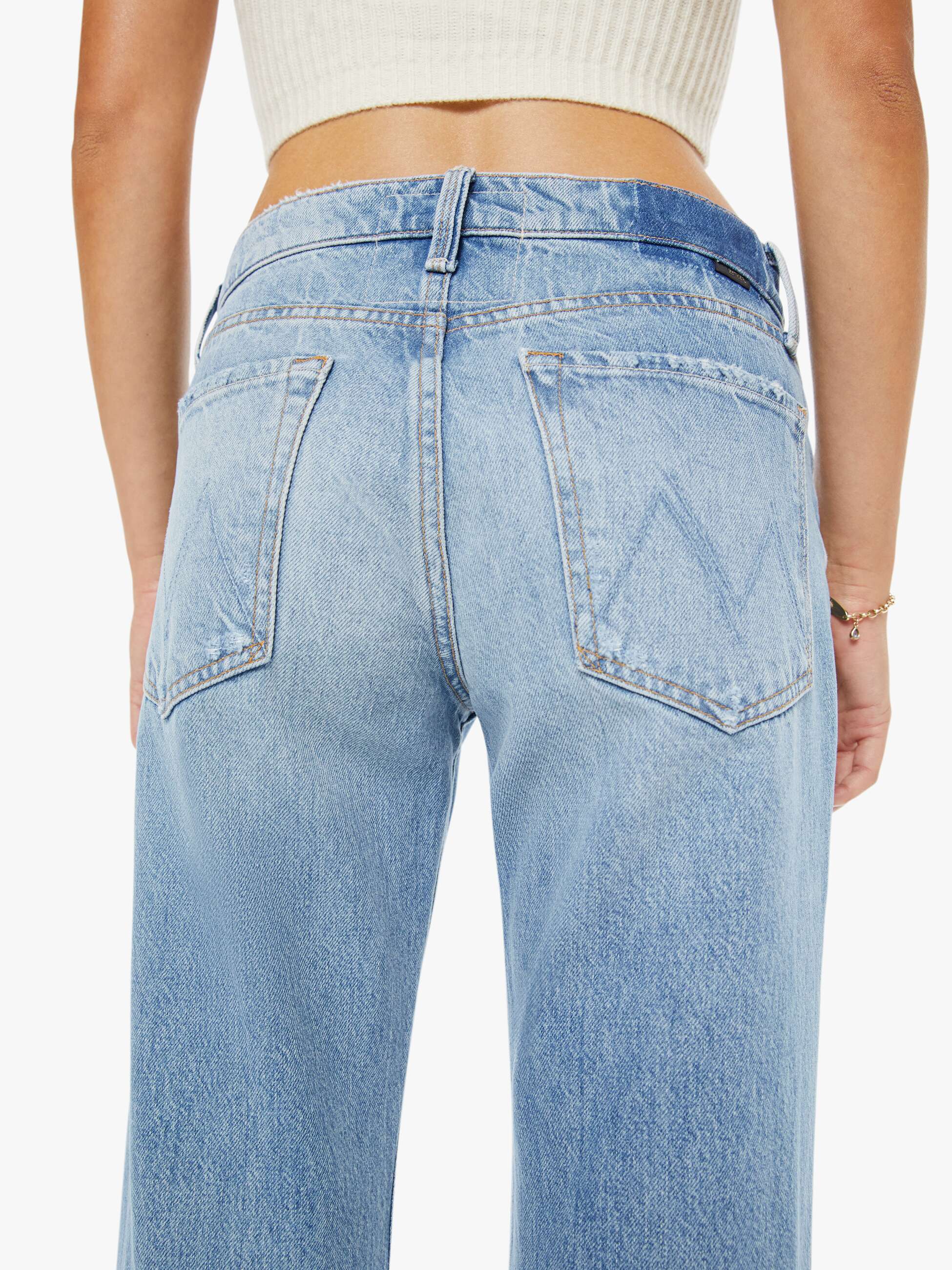 Mother The Bookie Nerdy Bootcut Jeans FAFO Hellblau