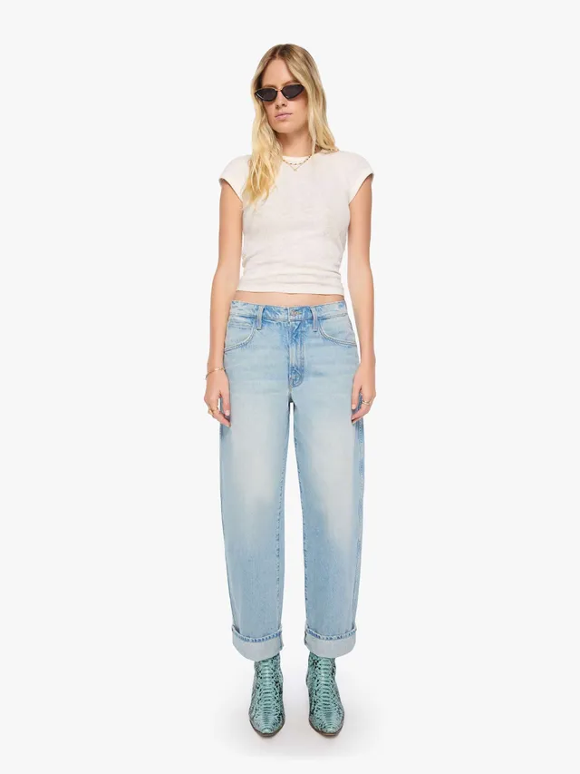 Mother Delinquent Ankle Cuff Out Of This World Jeans Hellblau