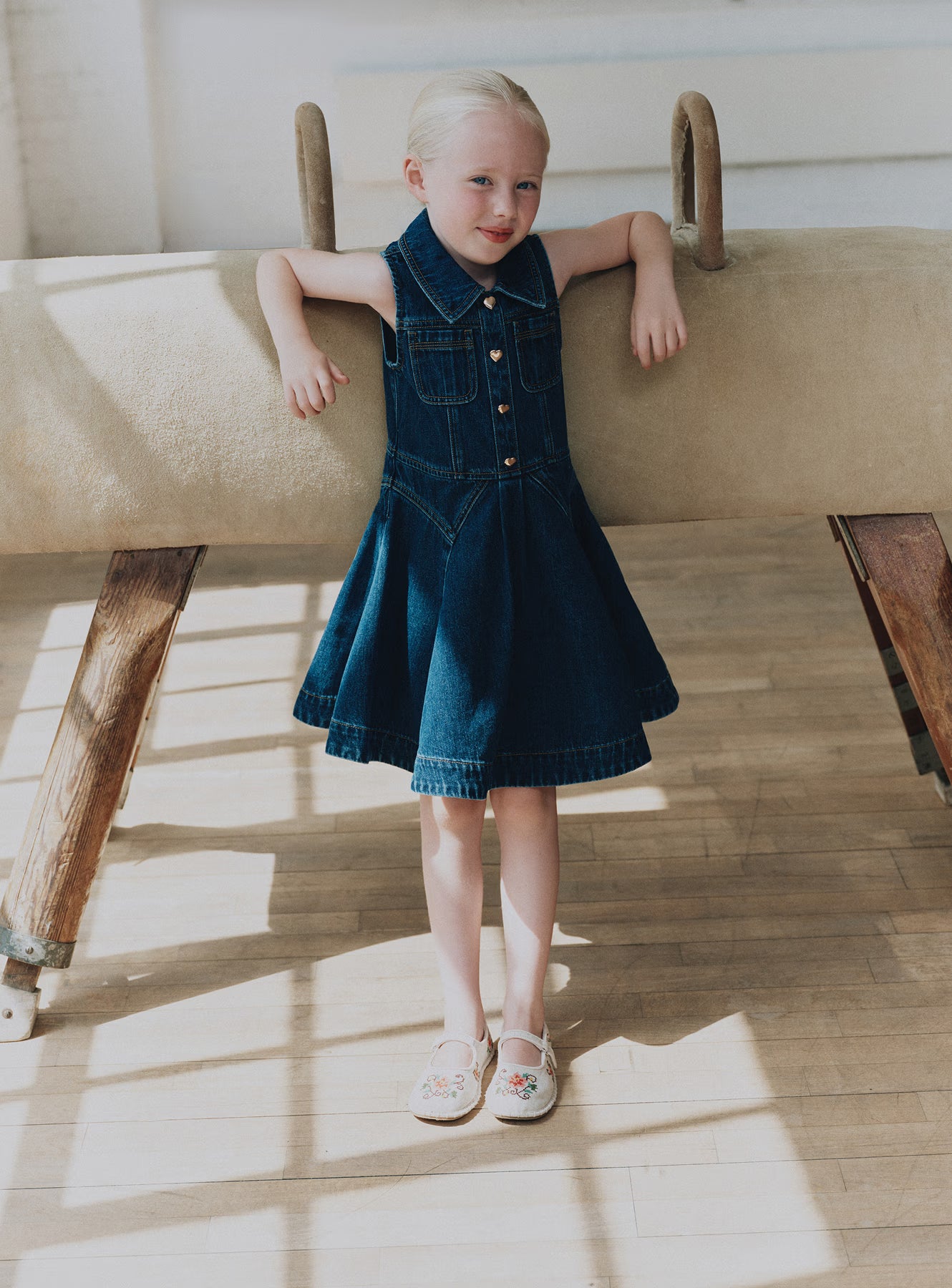 Self Portrait Denim Kleid Kinder Blau Jeanskleid Gr 5/6