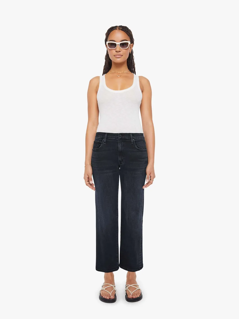 Mother Denim Lil Mid Rise Zip Rambler Jeans Dunkelblau