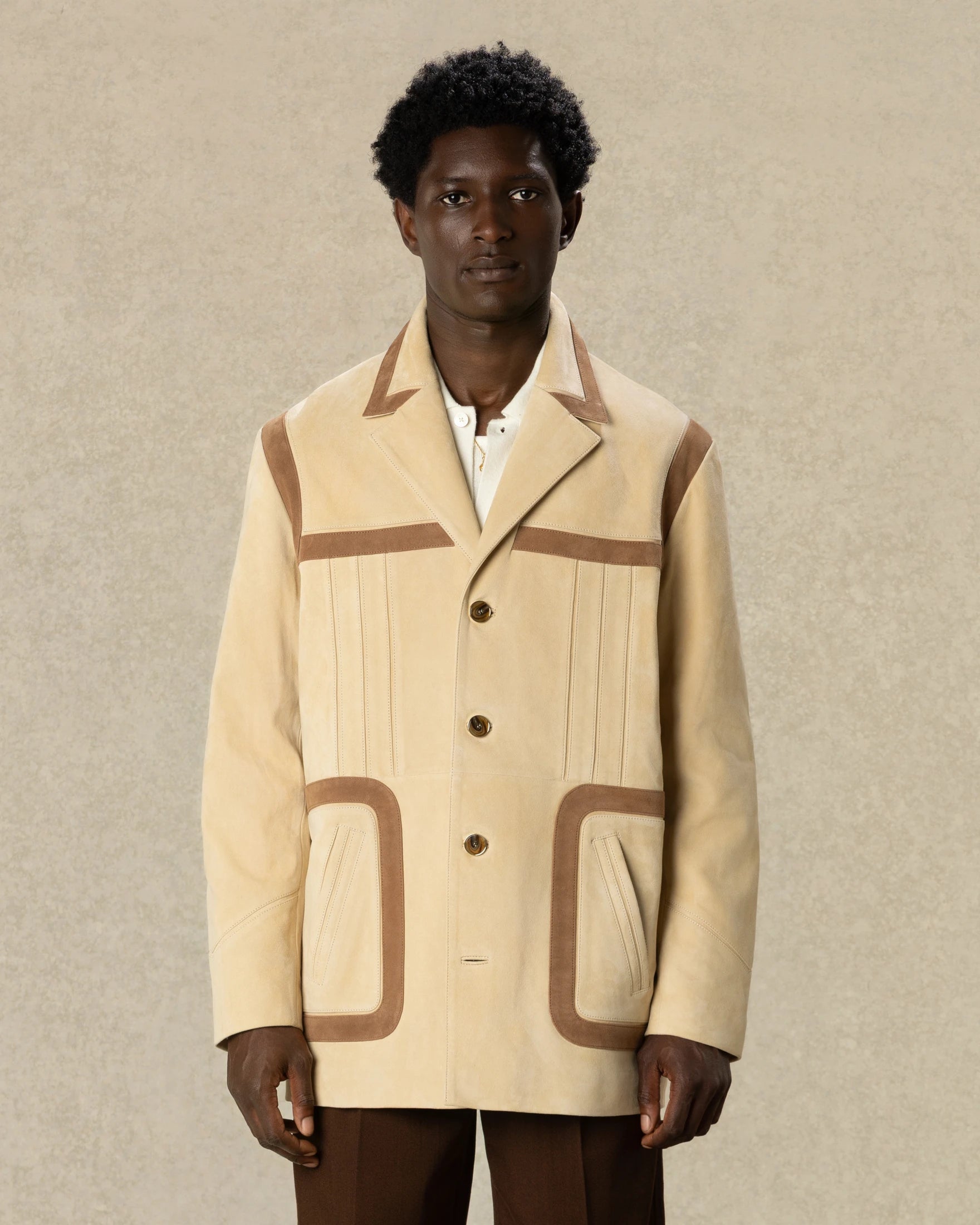 Drôle De Monsieur Leather Safari Lederjacke Beige Ziegenleder