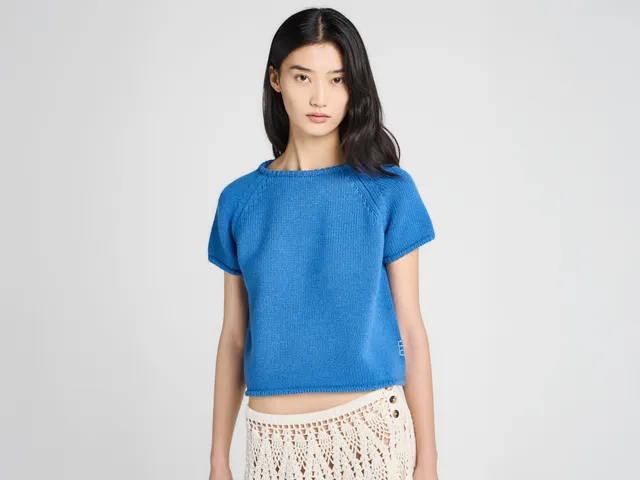 J.W.Anderson Knitted T-Shirt Cornflower Blue Damen
