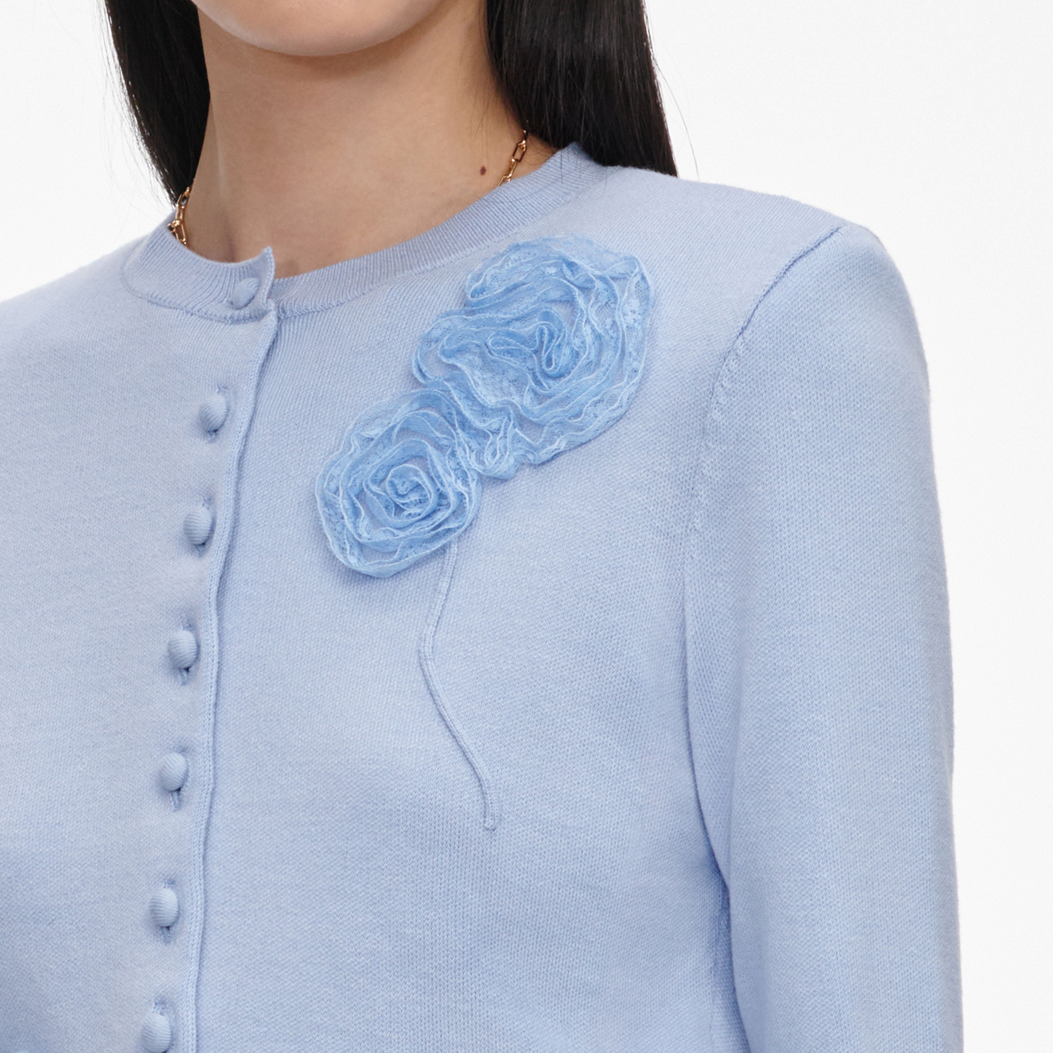 Self Portrait Blue Flower Strickjacke Blau Cardigan Blumen