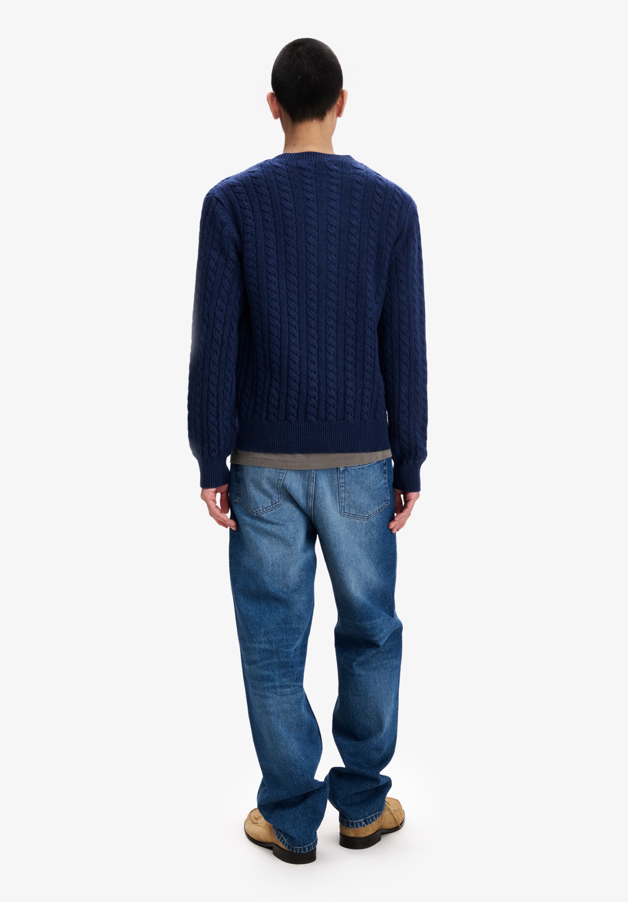 A.P.C. Zopfstrickpullover Kaschmirwolle Dunkelblau