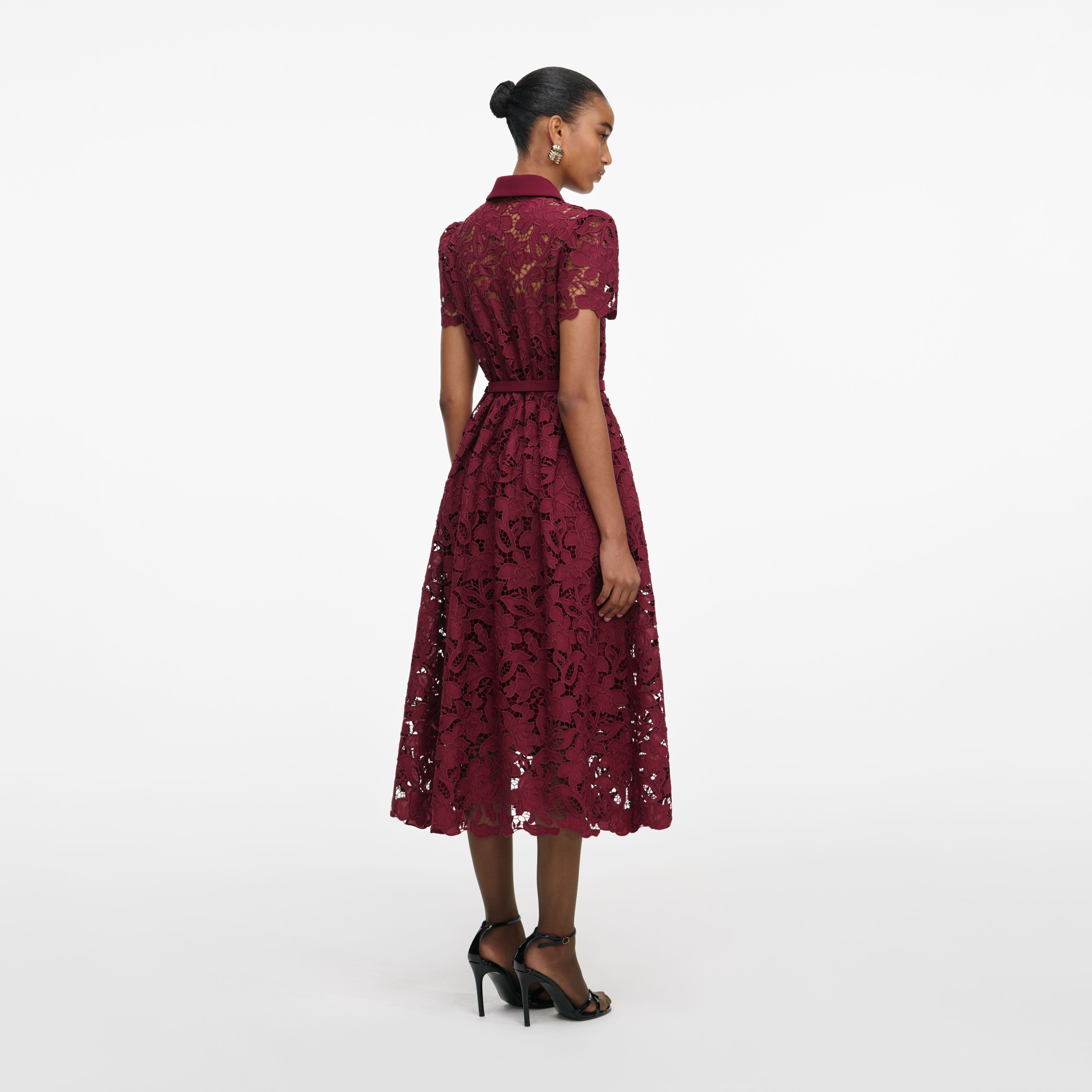 Self Portrait Burgundy Lace Midi Kleid Bordeaux Spitze