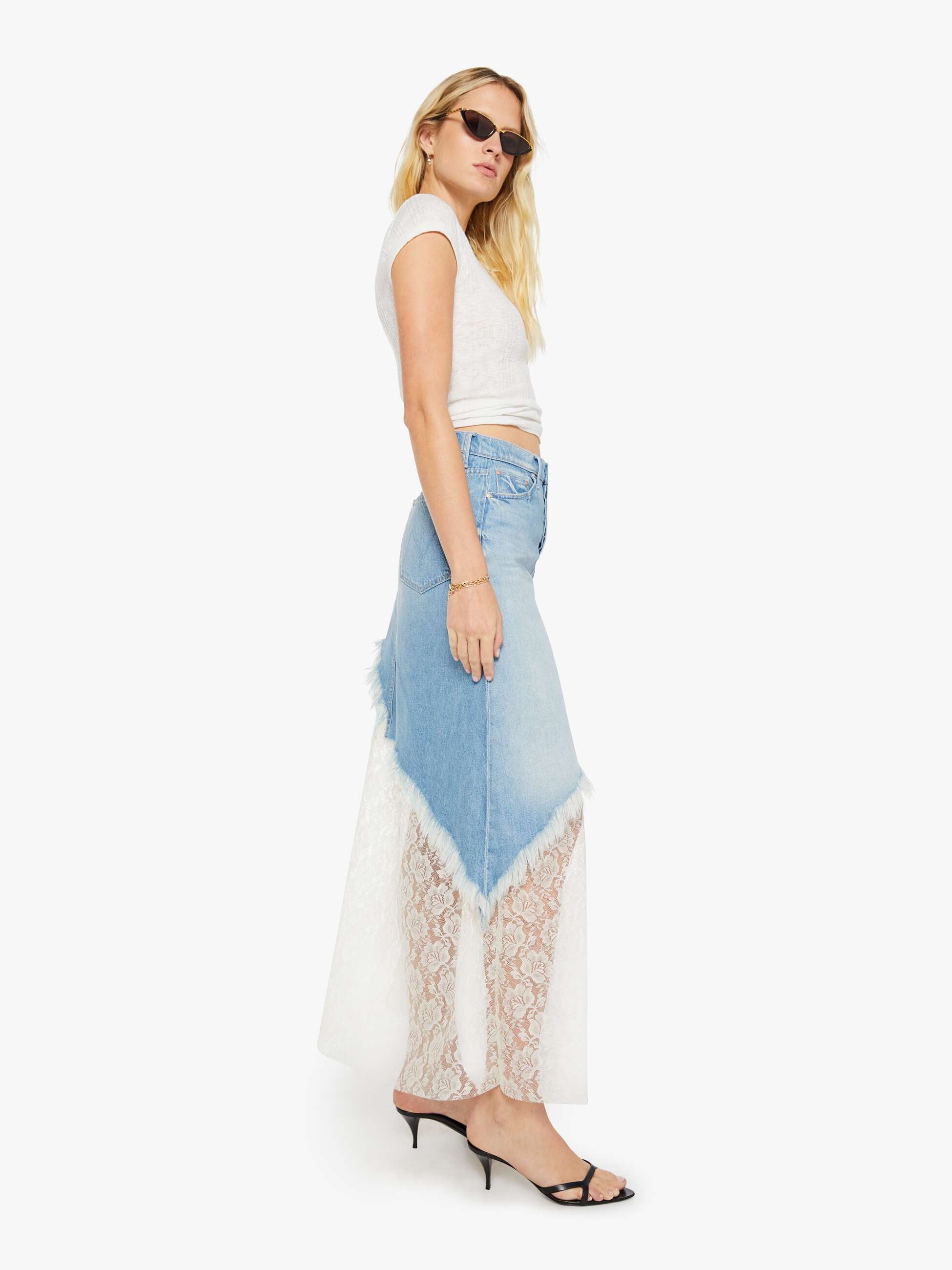Mother The Peek-A-Boo Maxi Jeansrock Head Rush
