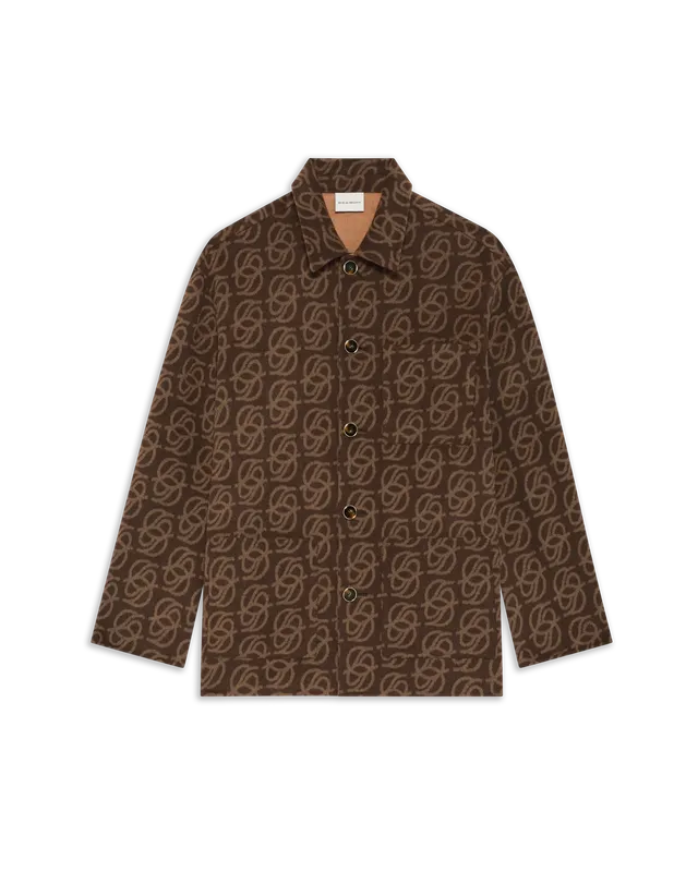 Drôle De Monsieur Monogram Button Wolljacke Brown Wolle
