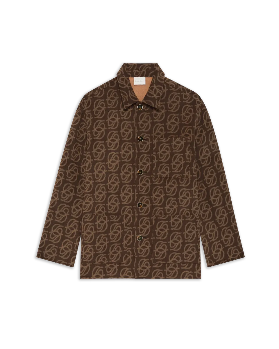 Drôle De Monsieur Monogram Button Wolljacke Brown Wolle
