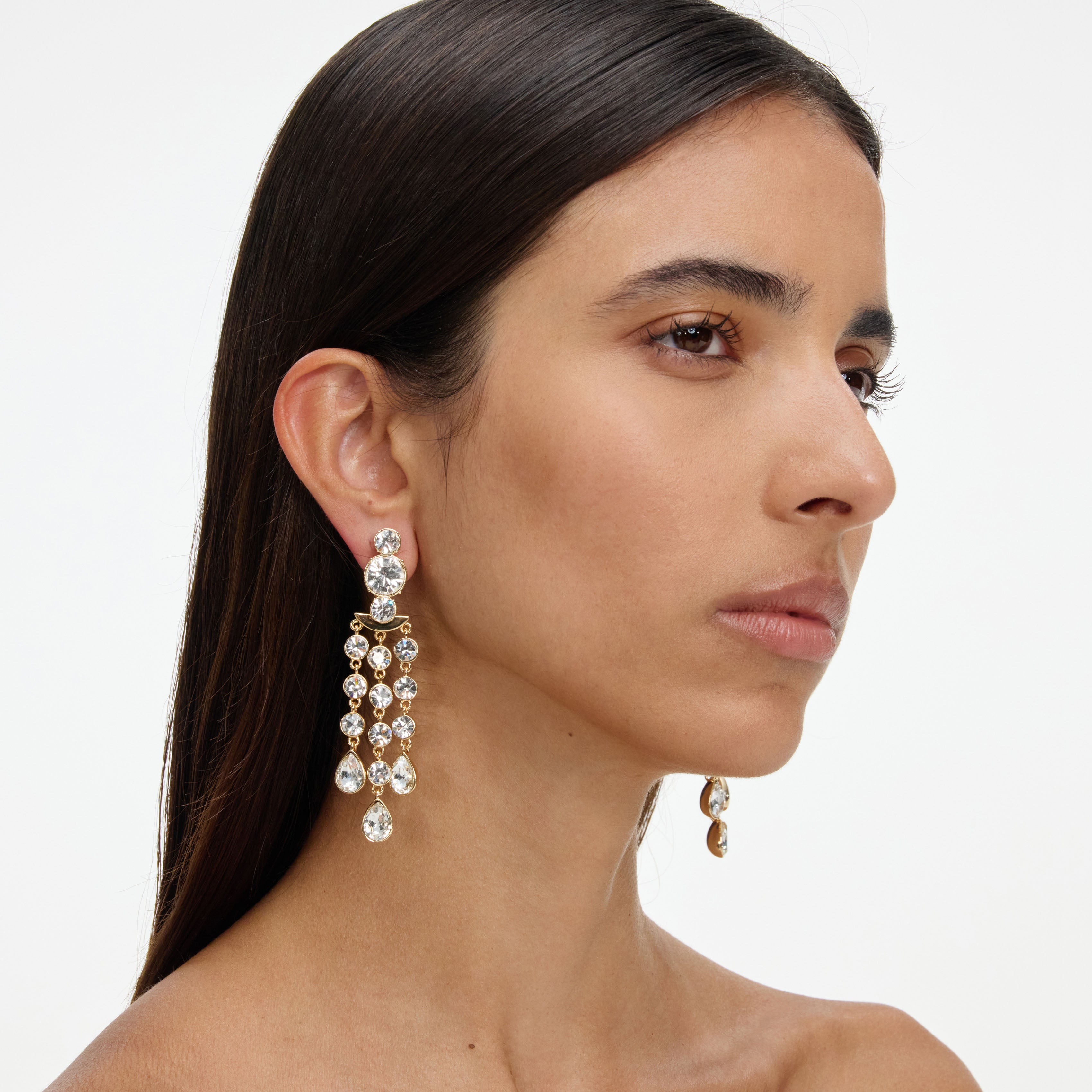 Self-Portrait Crystal Tiered Droplet Ohrringe Gold Kristall