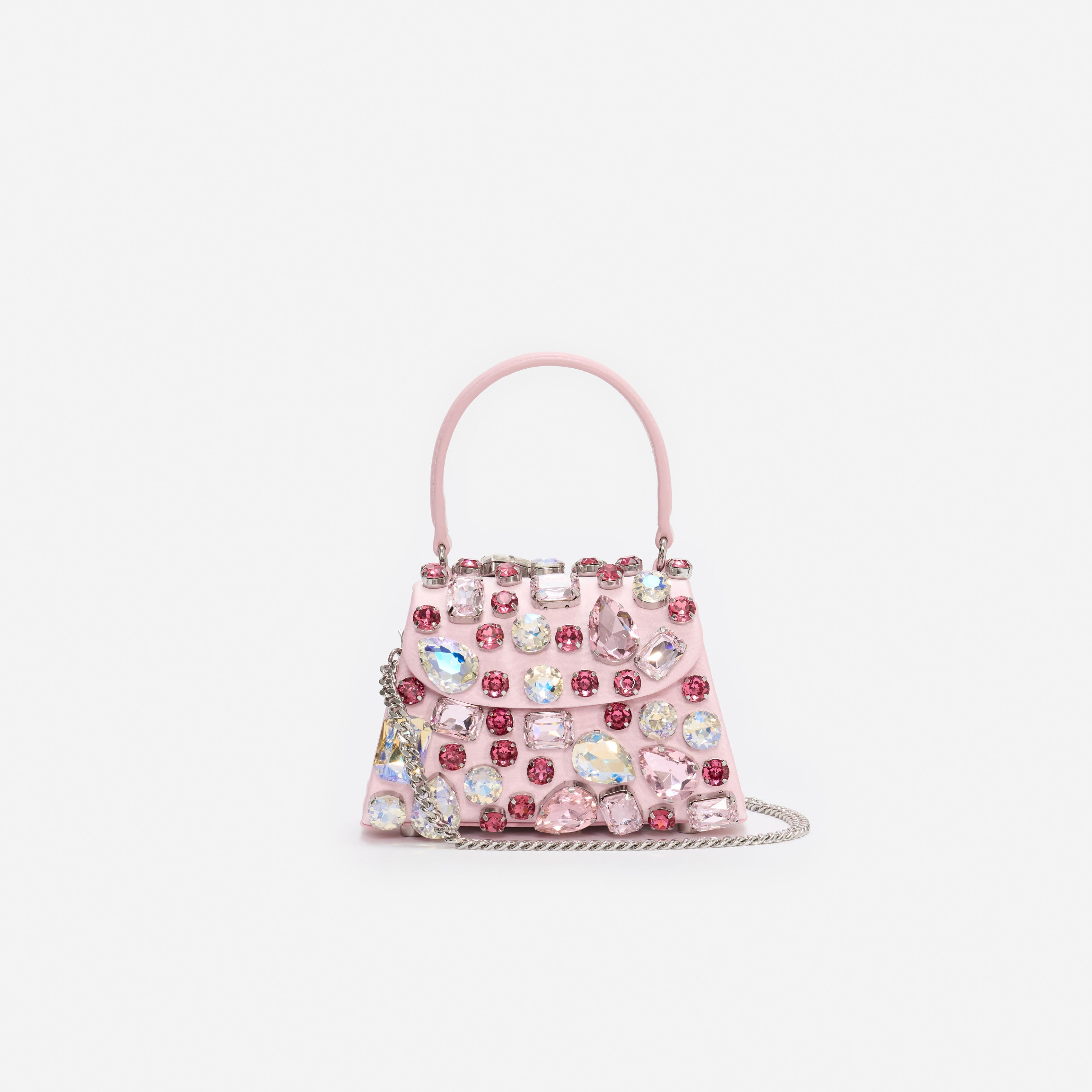 Self Portrait Pink Multi Crystal Mini Bag Tasche Rosa Satin Kristall