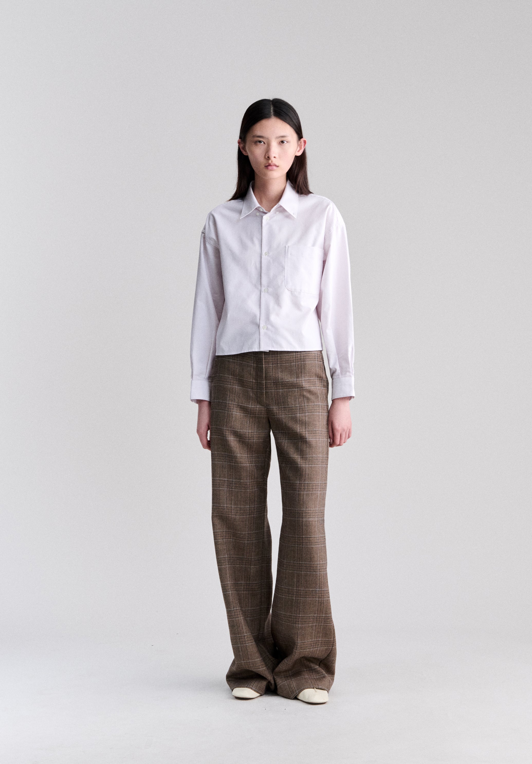 A.P.C. Oxford-Hemd kurz lila Bio-Baumwolle Gr.36