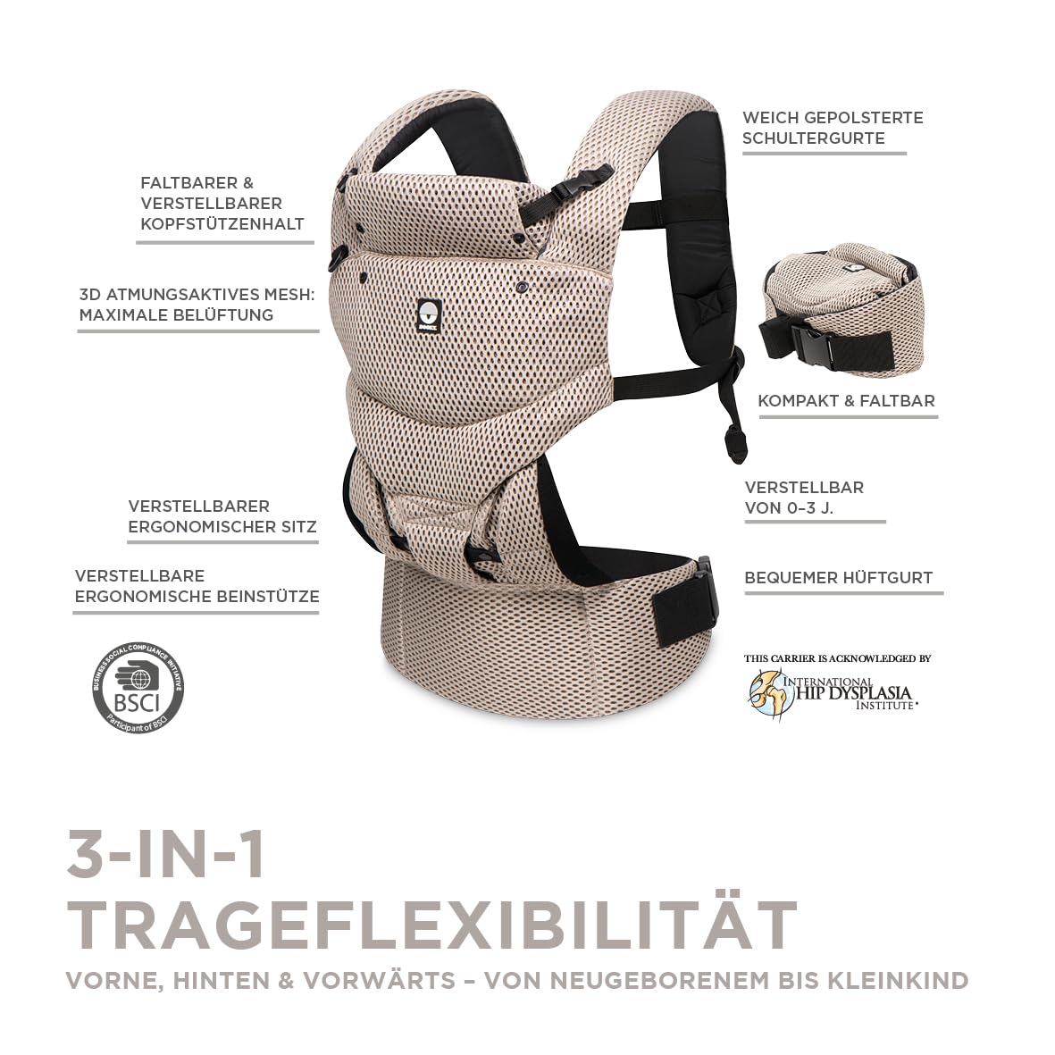 Dooky Carrier Urban Comfort Babytrage Schwarz 0-3 Jahre 15 kg