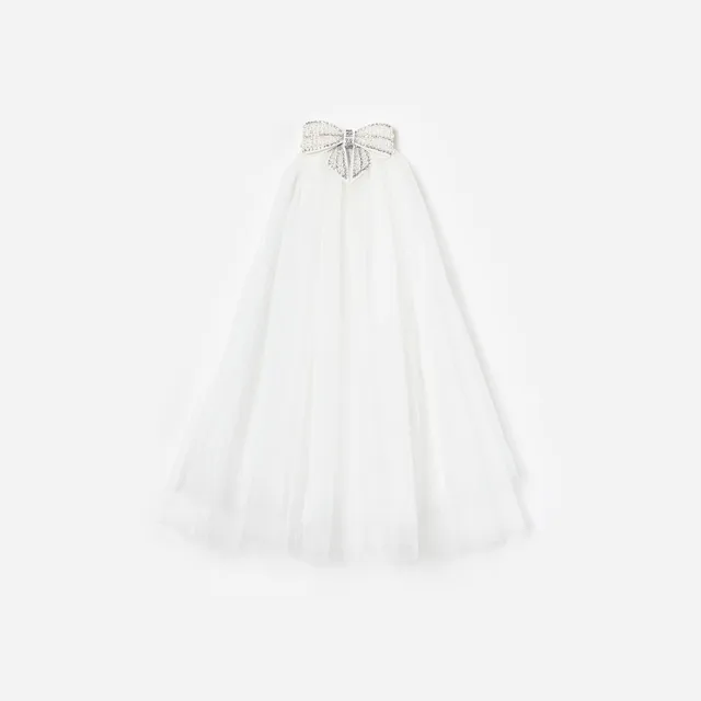Self Portrait Embellished Bow Veil Haarschleier Creme mit Perlen
