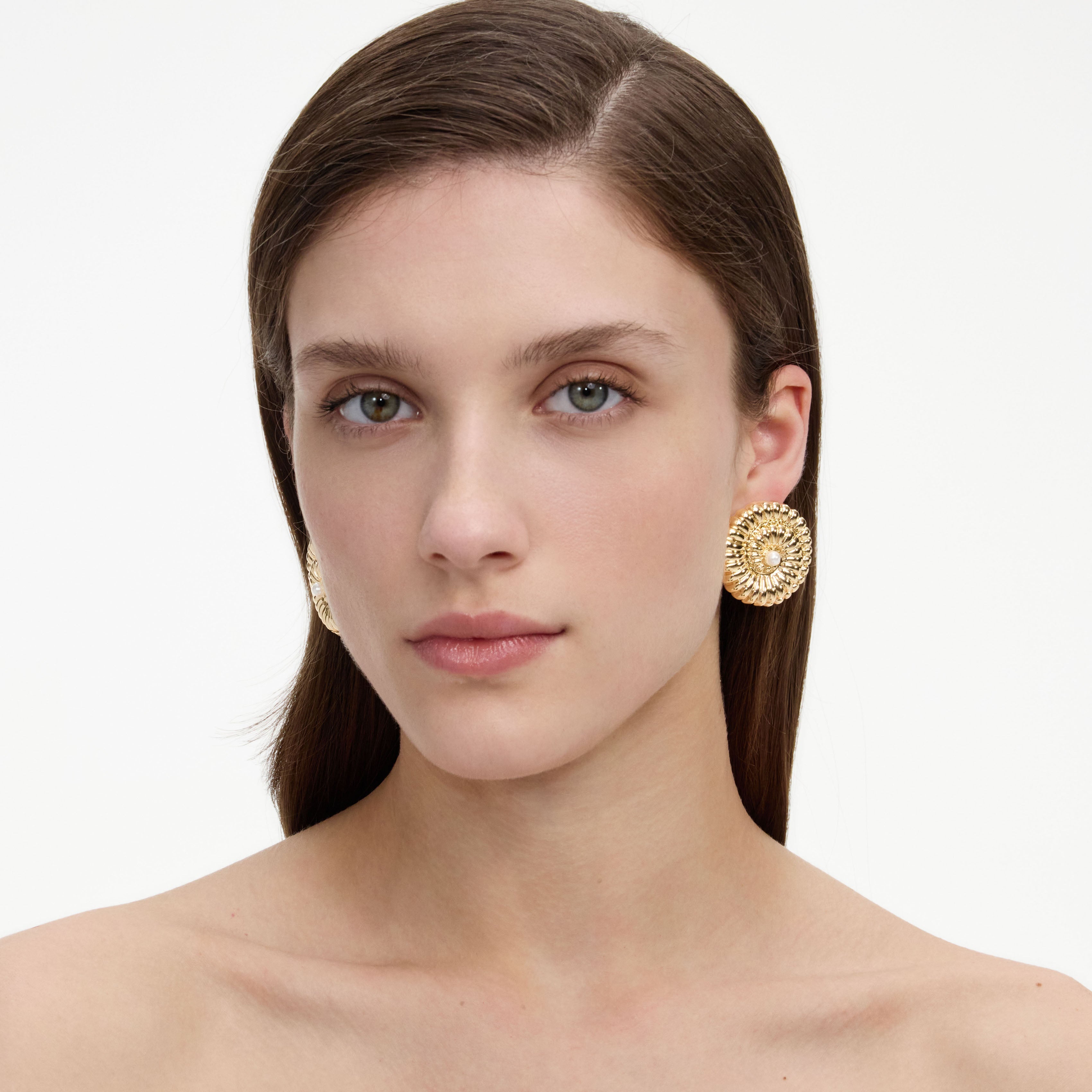 Self Portrait Gold Pearl Shell Ohrringe Gold One Size Perle