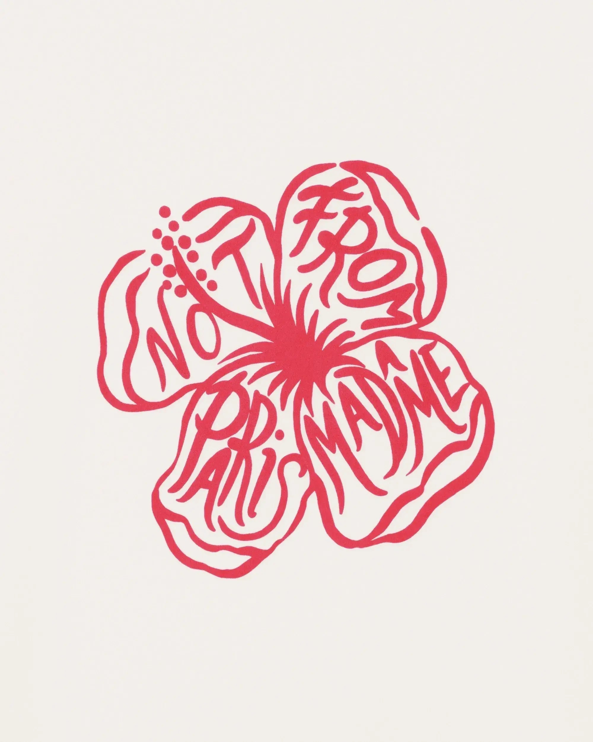 Drôle De Monsieur T-Shirt Slogan Hibiscus Off White Baumwolle