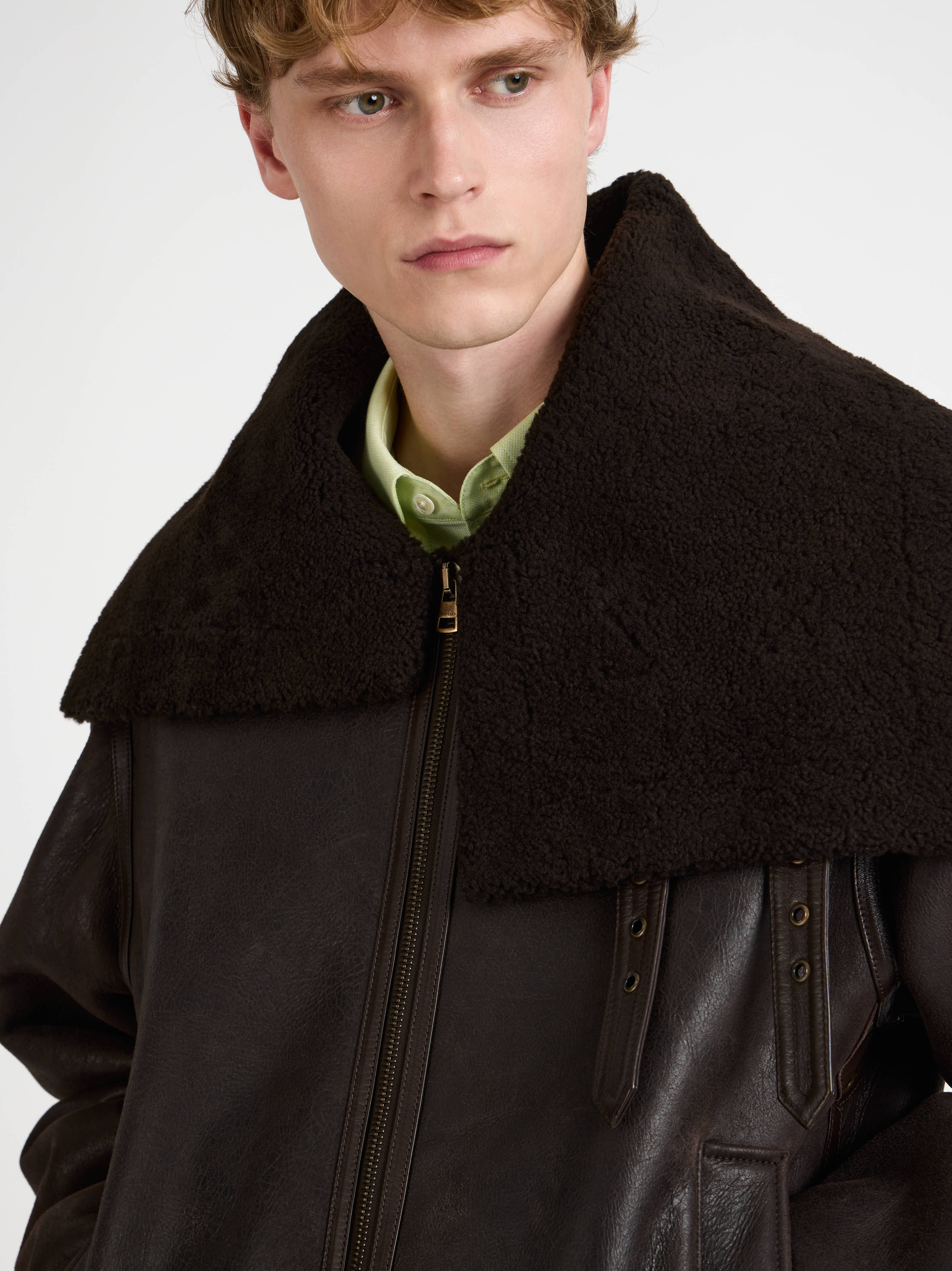 J.W.Anderson Shearling Aviator Jacke Chocolate Herren