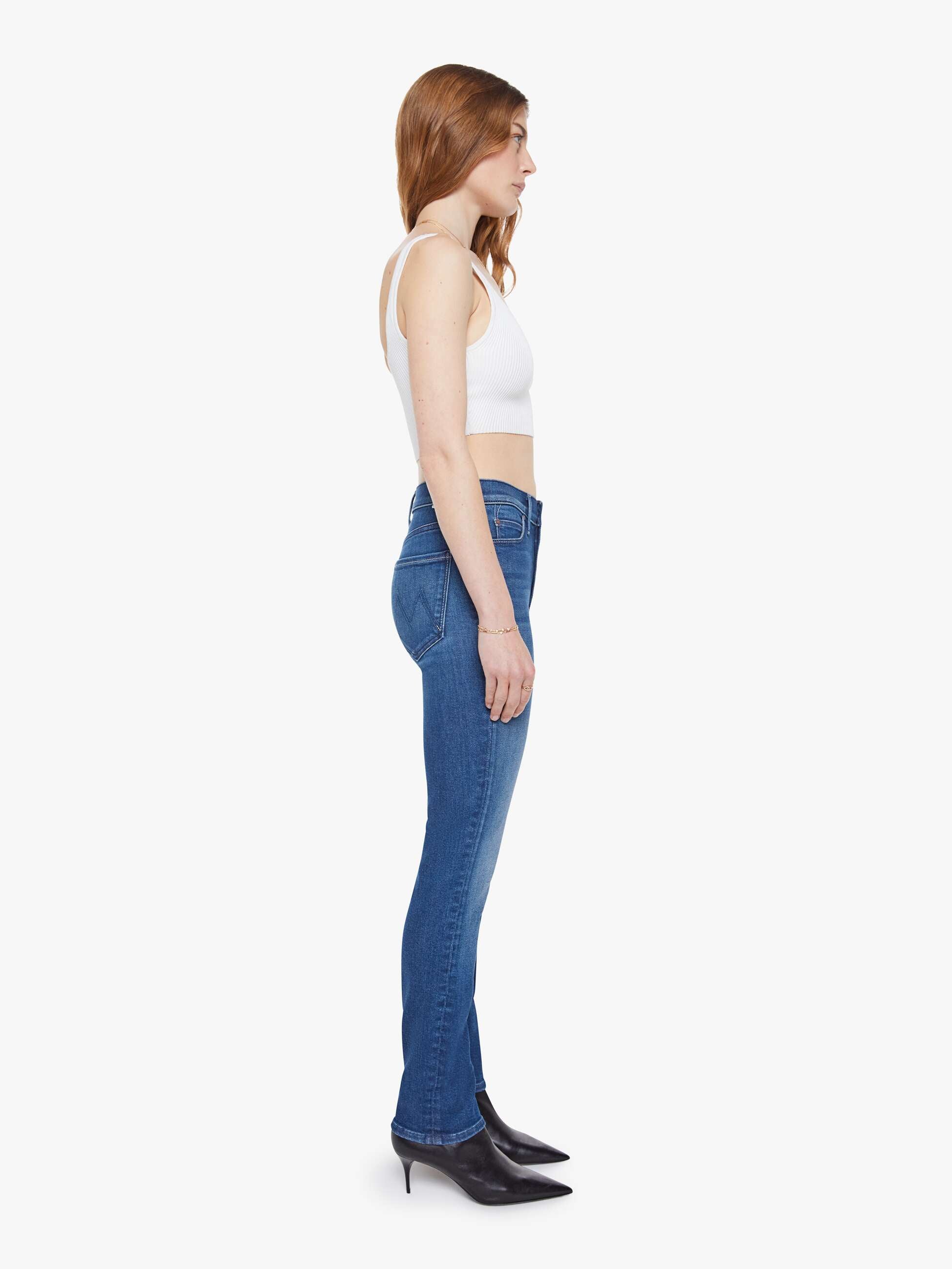 Mother Denim Mid Rise Dazzler Hover Jeans Mittelblau