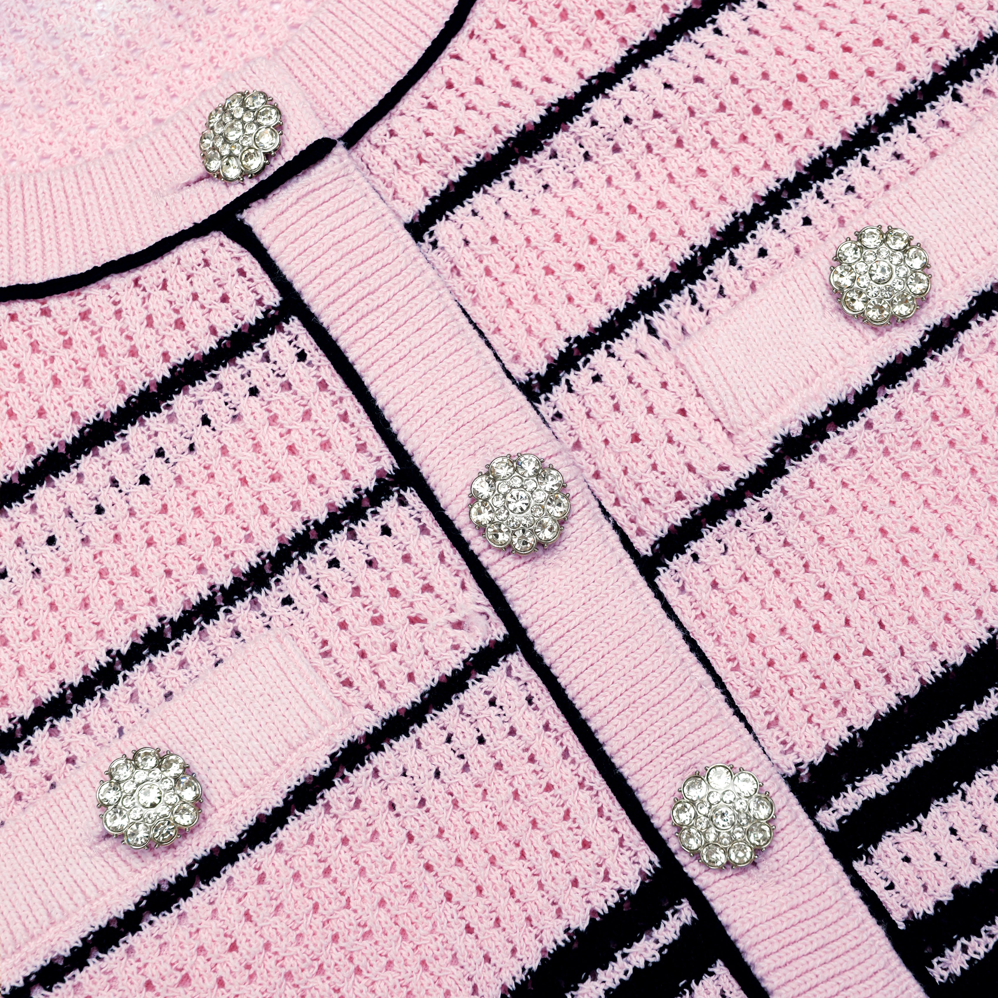 Self Portrait Pink Stripe Strickjacke Rosa XS-S-M-L