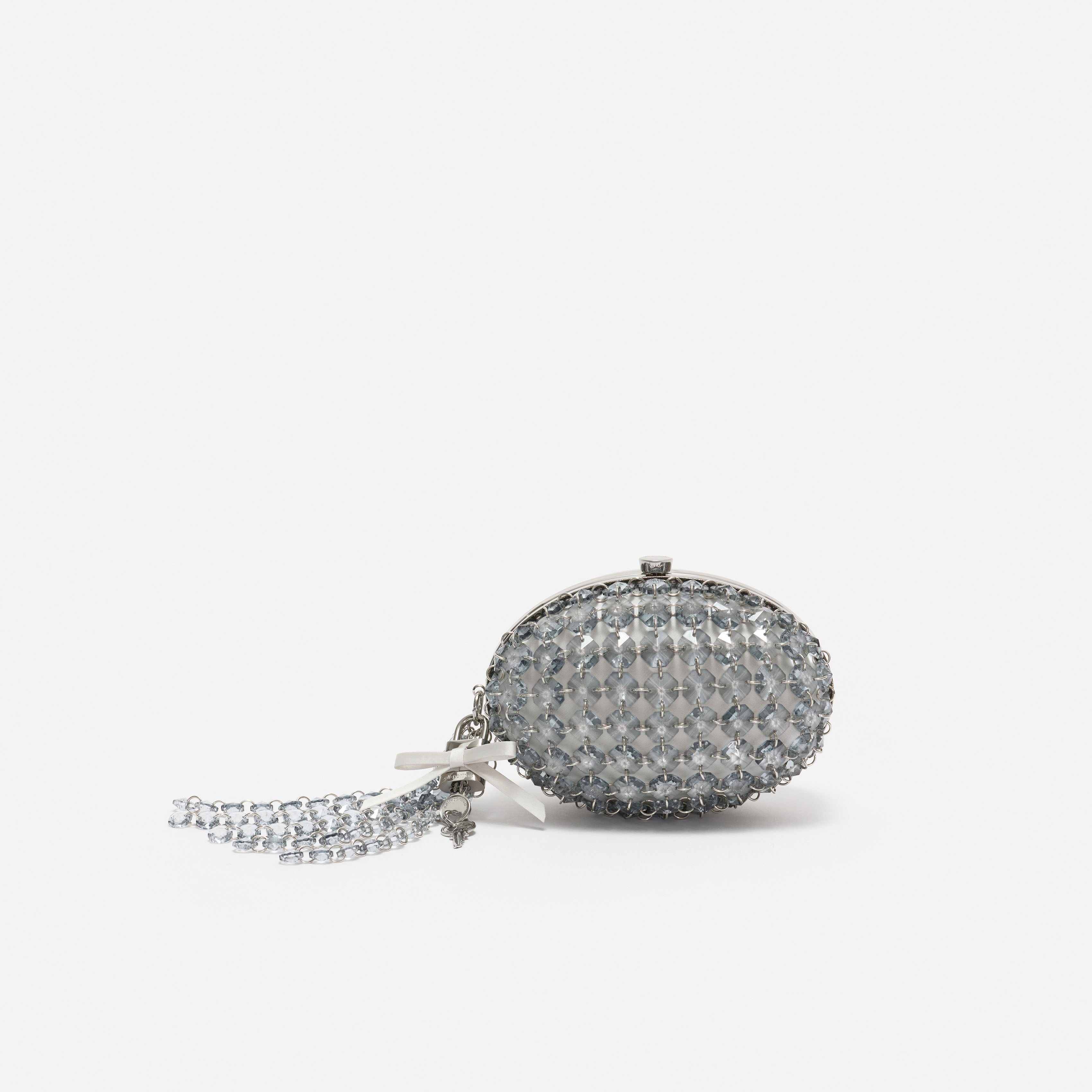 Self Portrait Grey Oval Crystal Chain Clutch Grau One Size Kristall