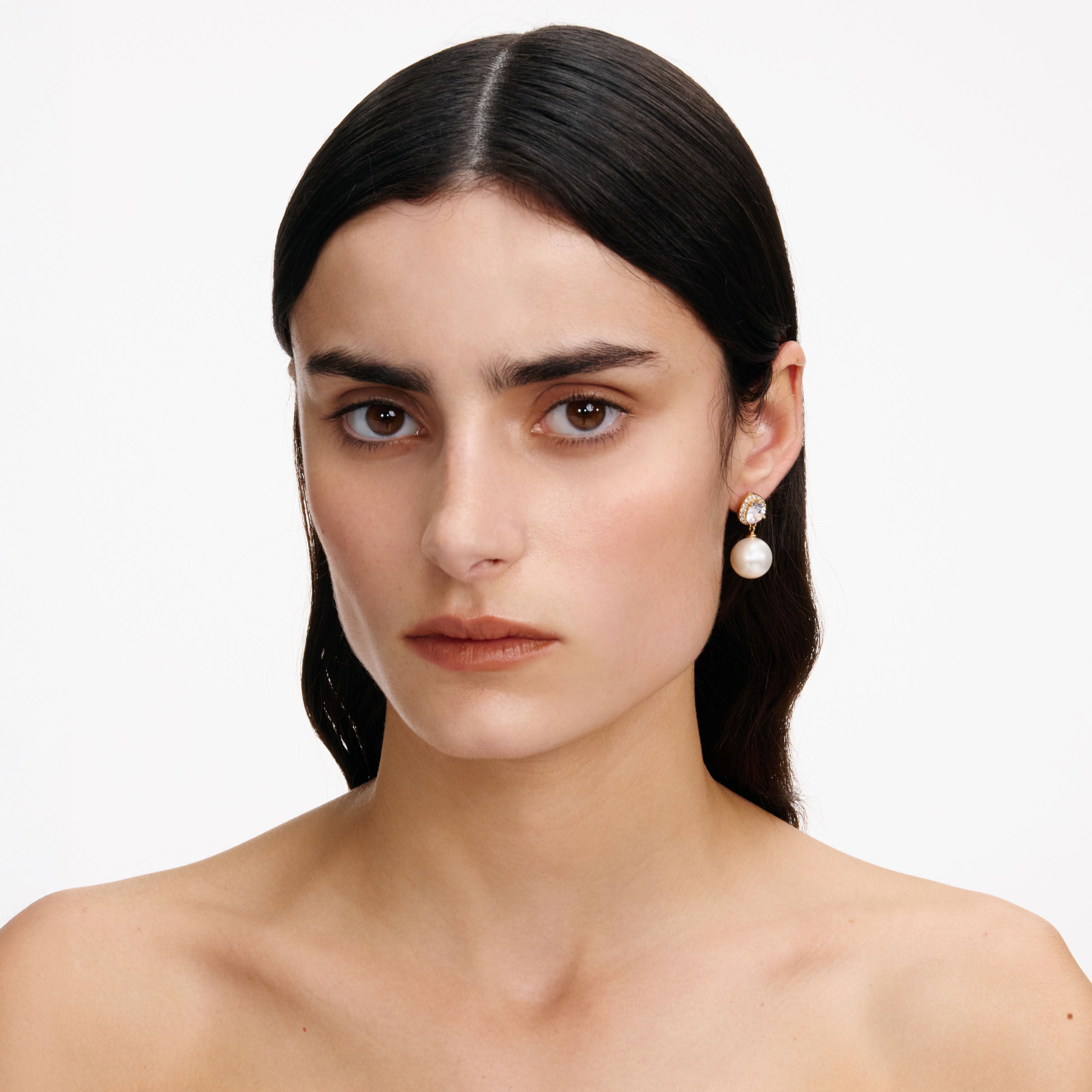 Self Portrait Jewellery Gold Crystal Pearl Ohrringe Gold