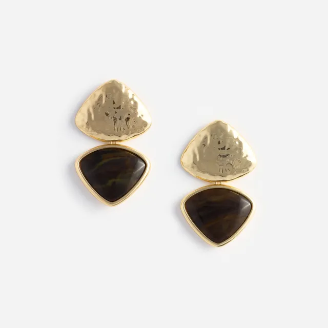 Self Portrait Mottled Gold Brown Ohrringe Tropfen braun