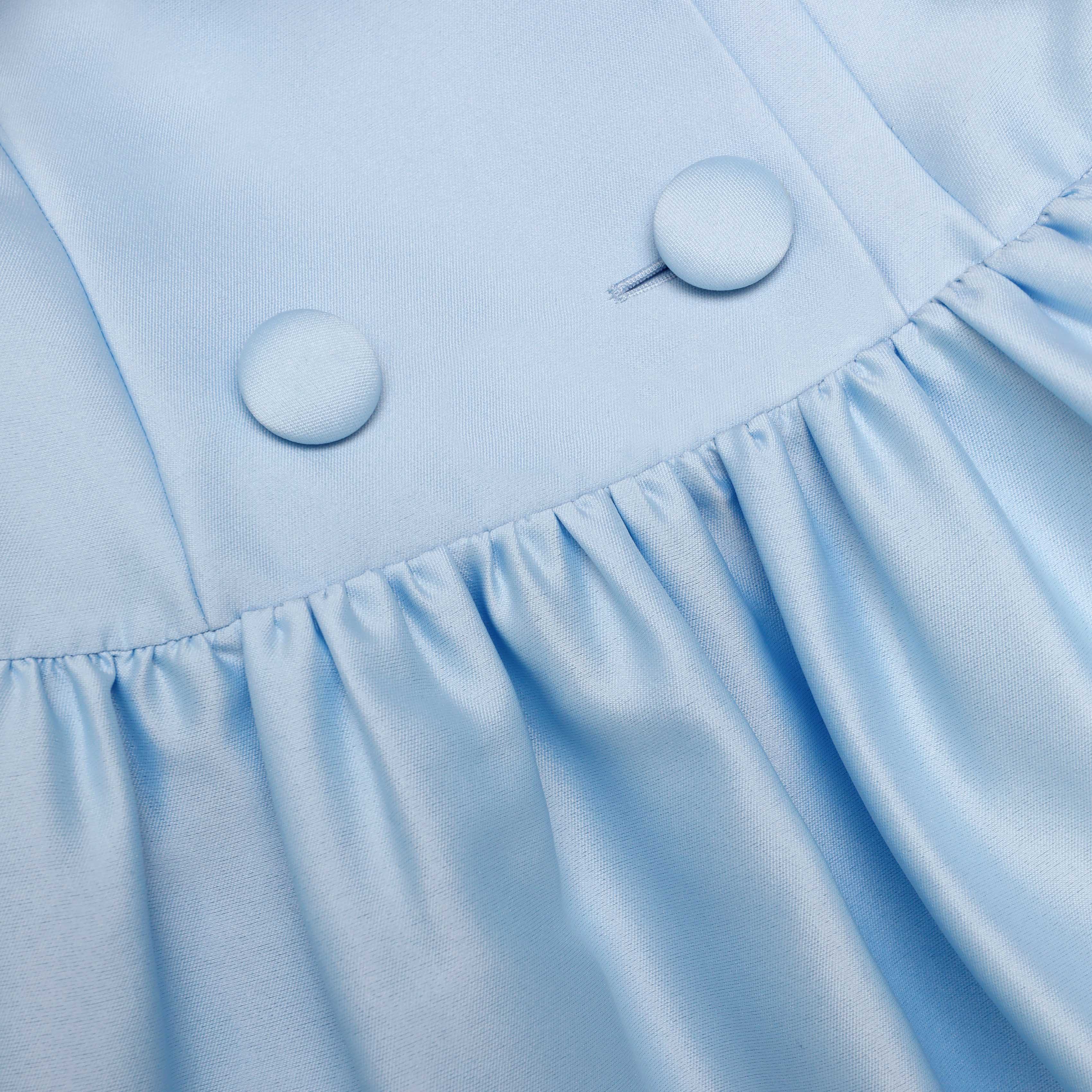 Self Portrait Blue Button Taffeta Midikleid Blau Taft