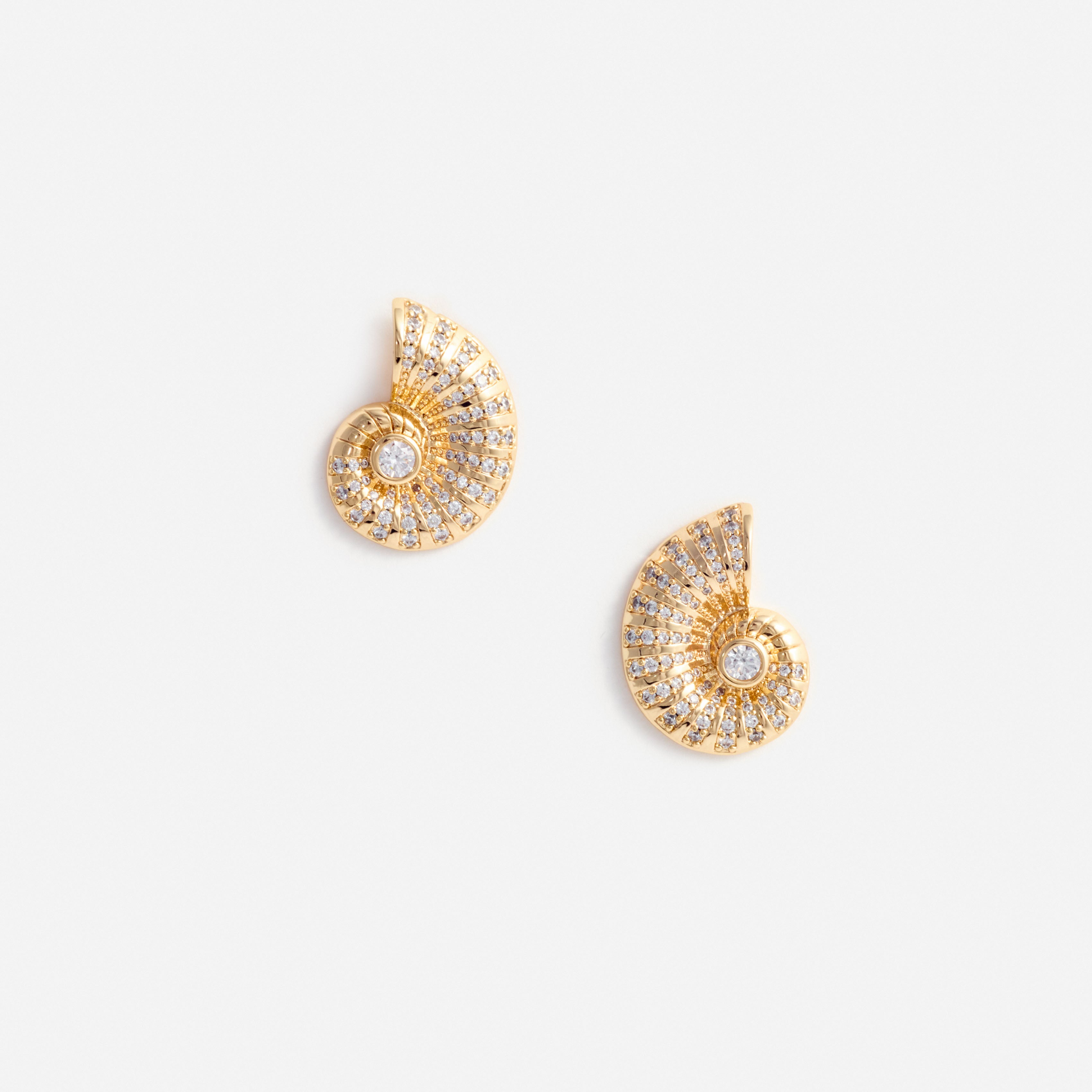 Self Portrait Gold Crystal Shell Ohrringe One Size