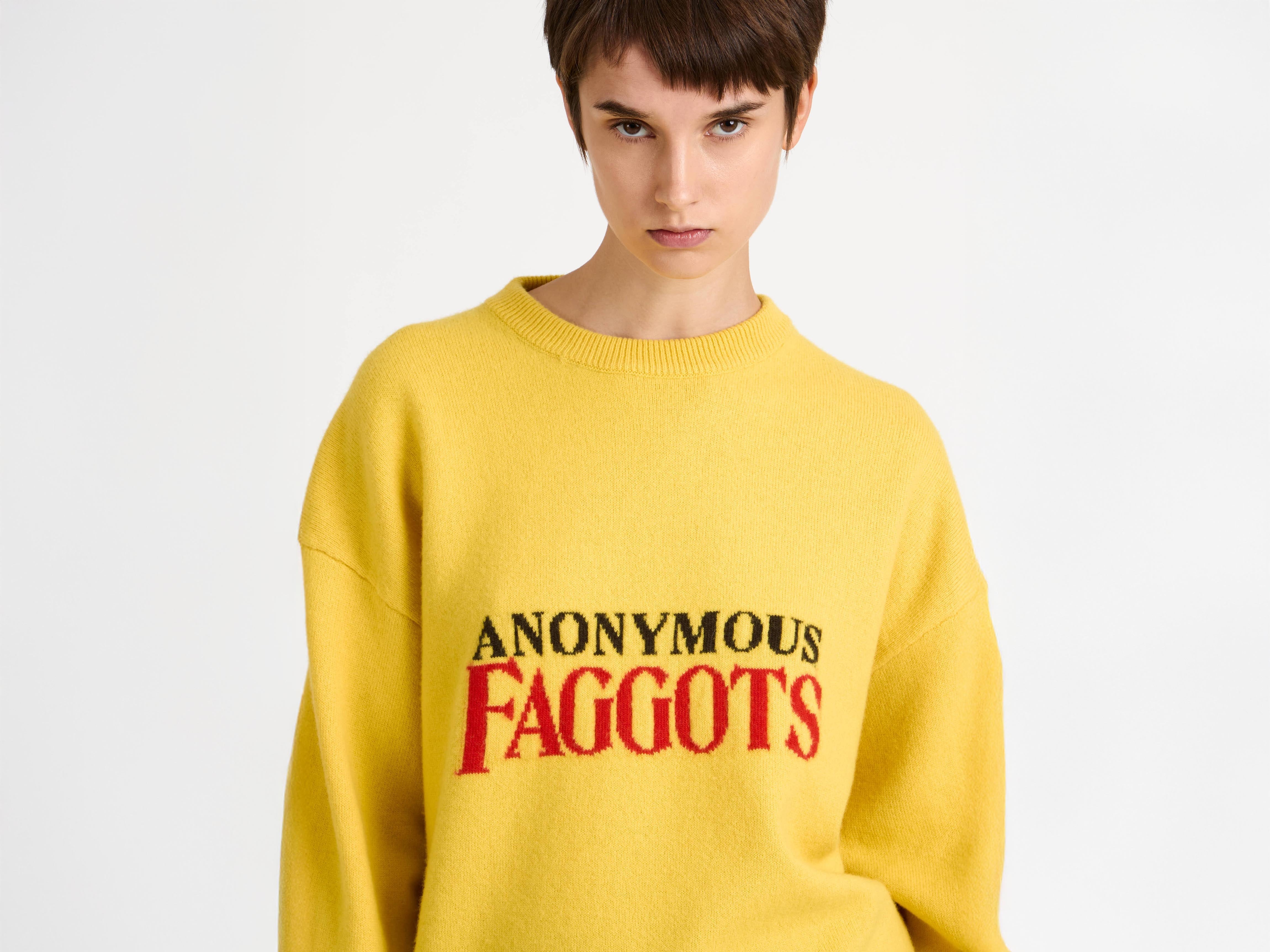 J.W.Anderson Knitwear Anonymous Faggots Jumper Damen Gelb Grafik