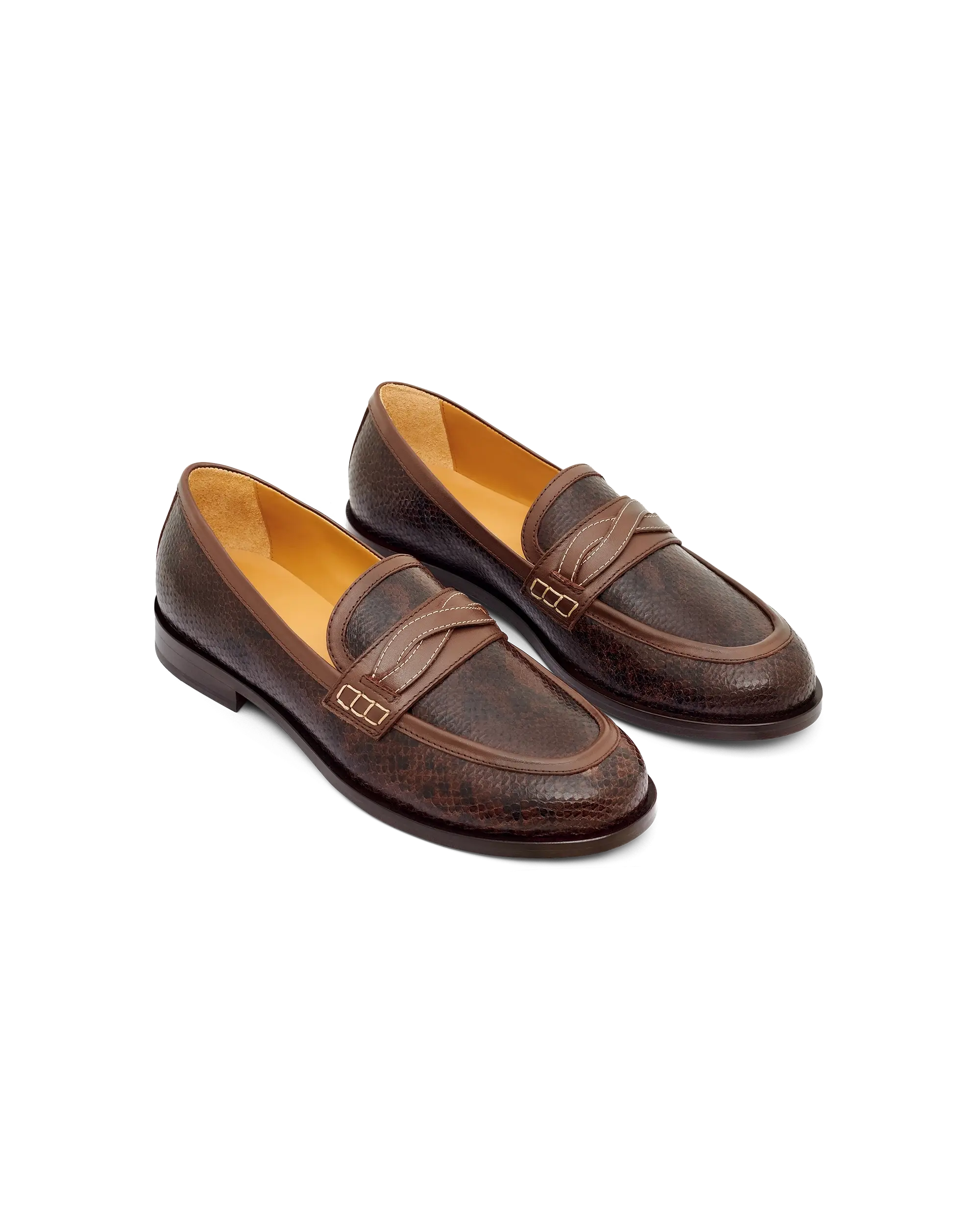 Drôle De Monsieur Mocassin Tresse Loafer Dunkelbraun Kroko Leder