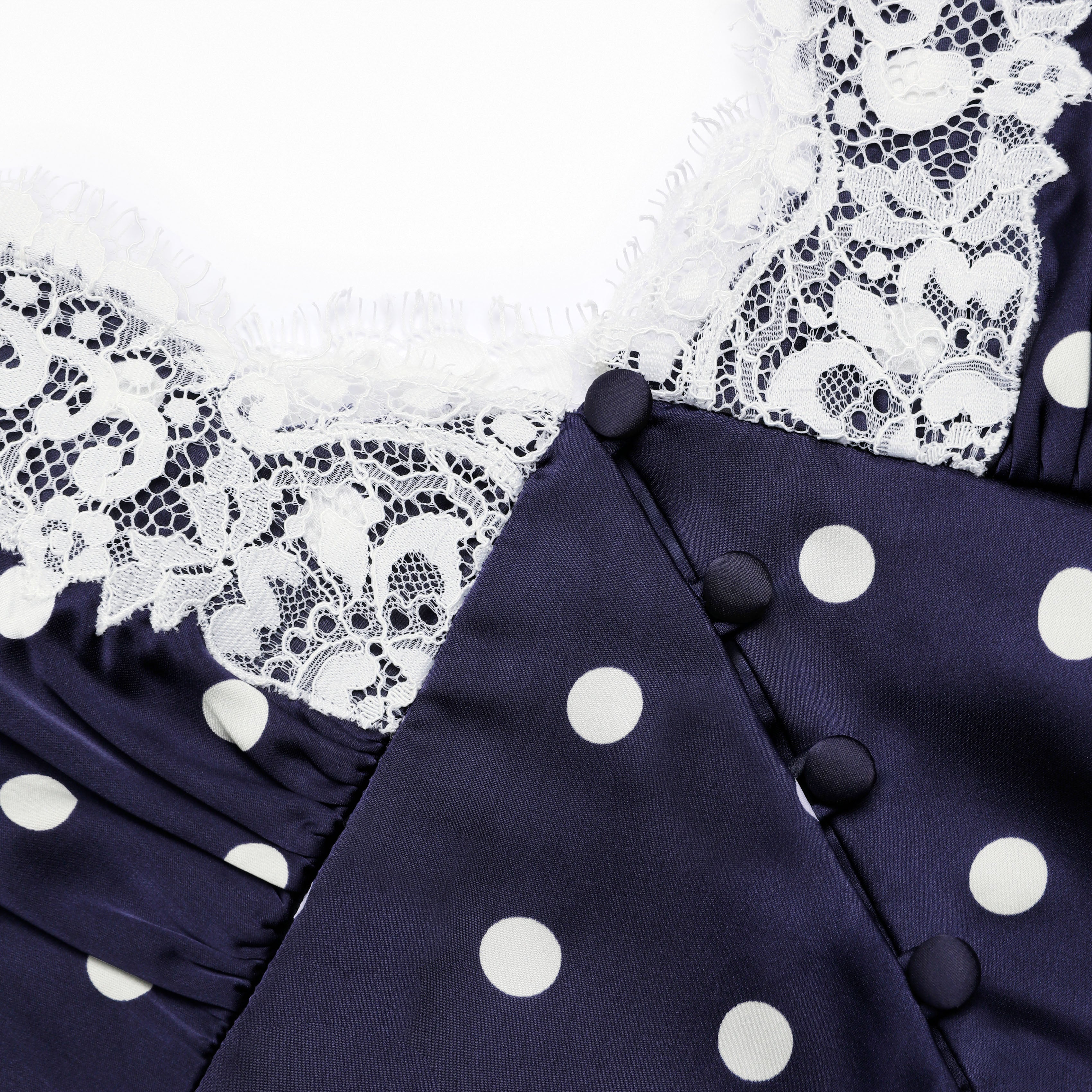 Self-Portrait Navy Polka Dot Satin Minikleid Navy Tupfen