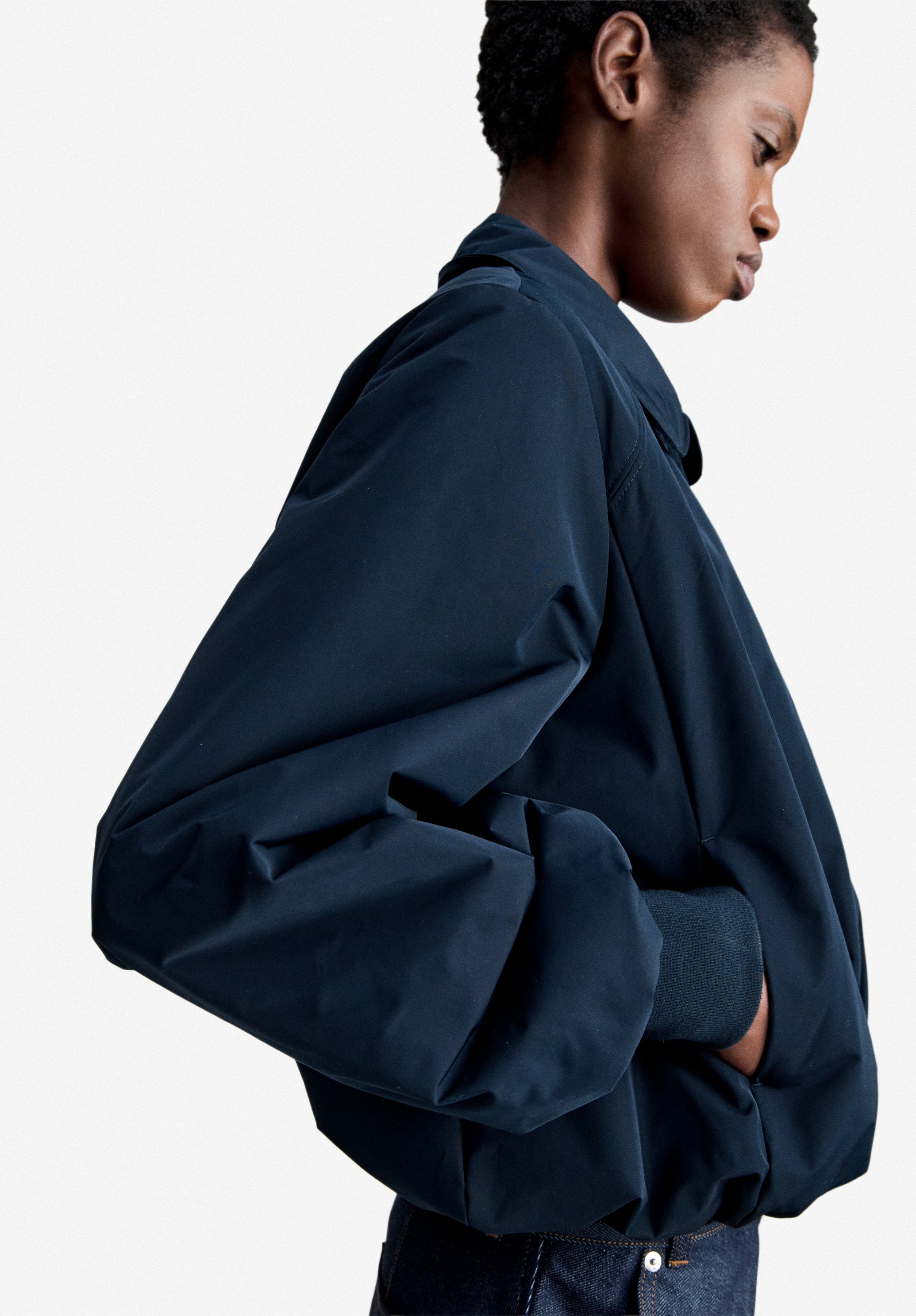 A.P.C. Bomberjacke Taft marineblau Blouson Gr. 34-42 Boxy