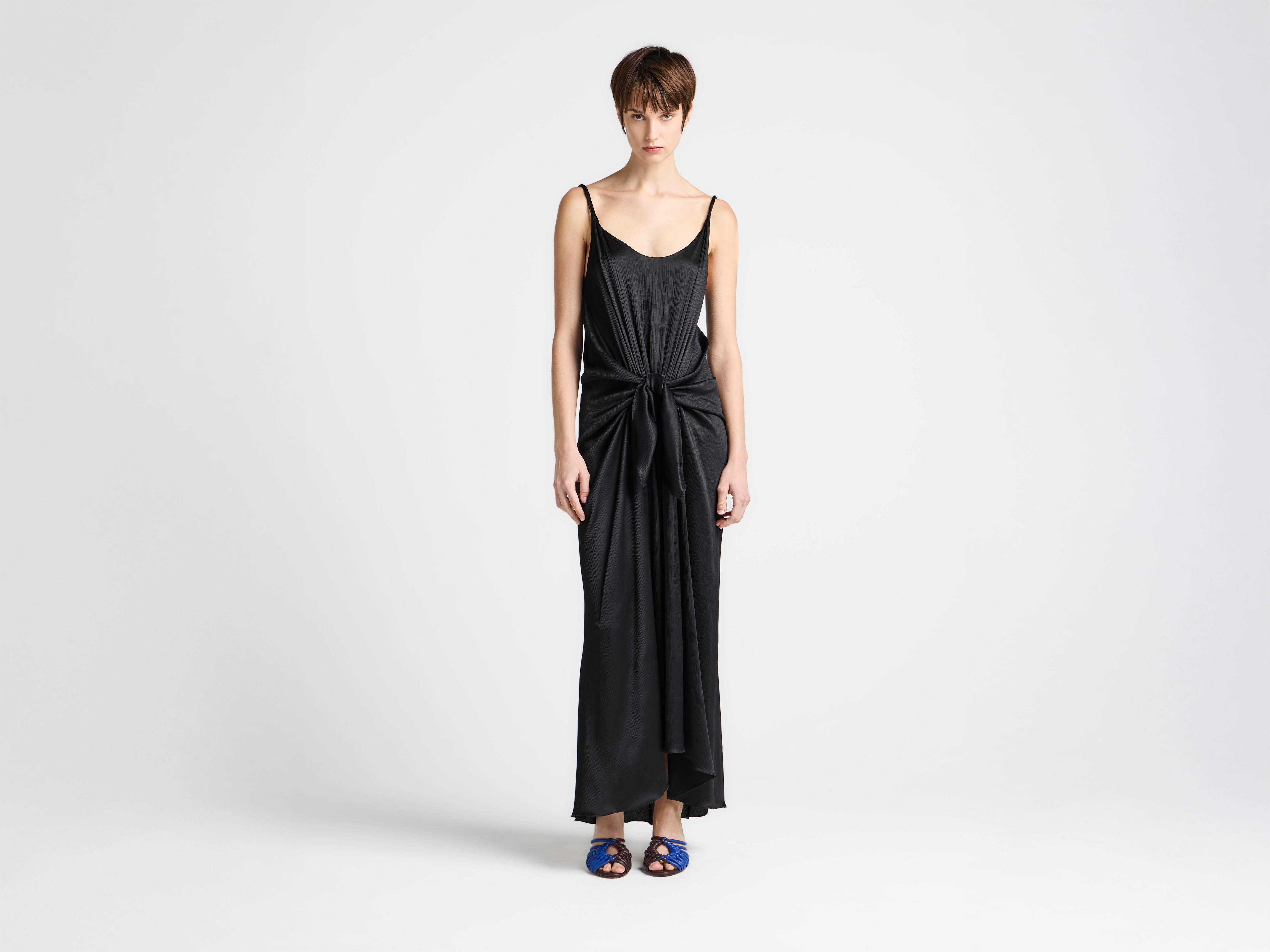 J.W. Anderson Knotted Waist Longline Kleid Schwarz Seide