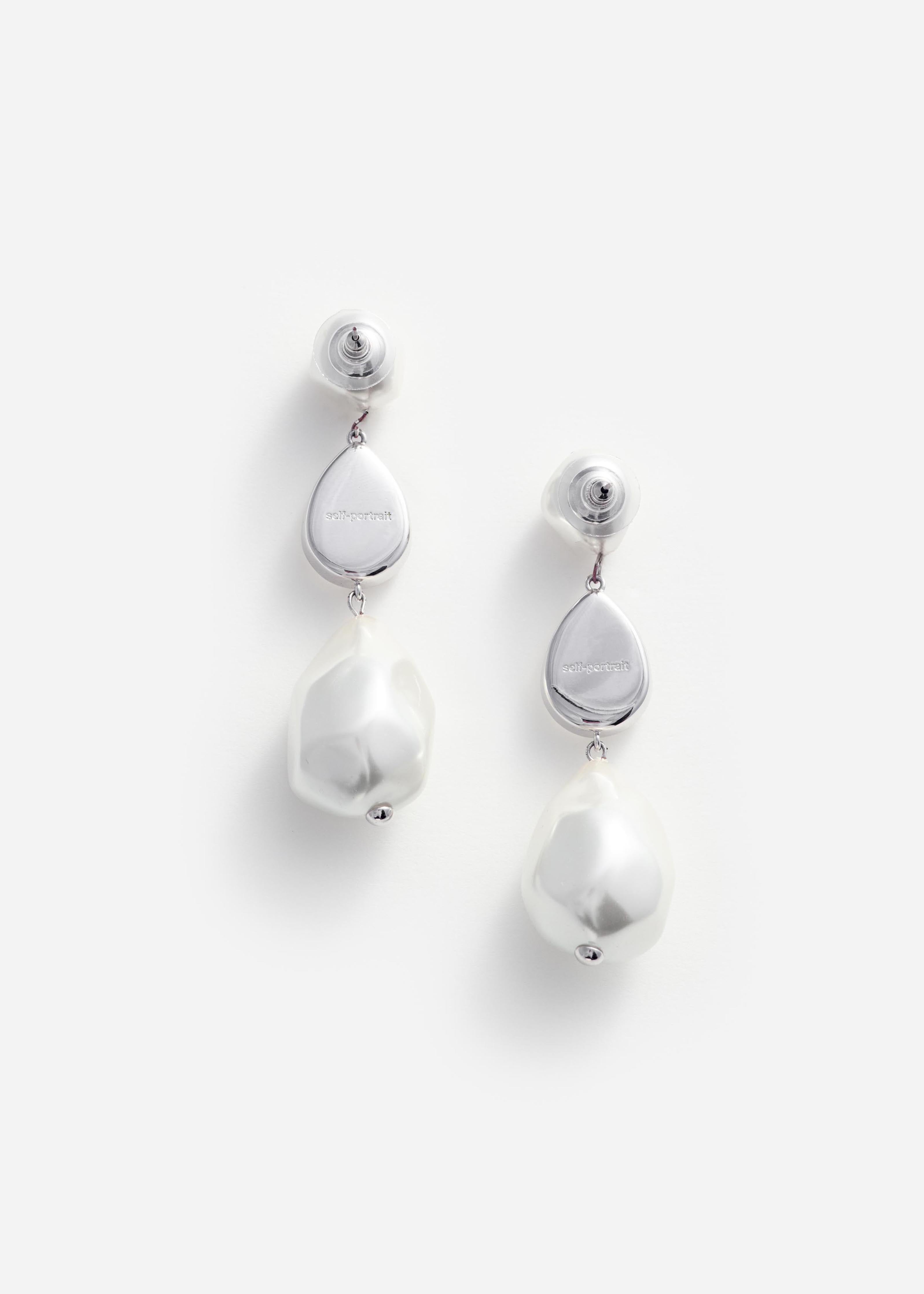 Self Portrait Pearl Crystal Droplet Ohrringe Silber