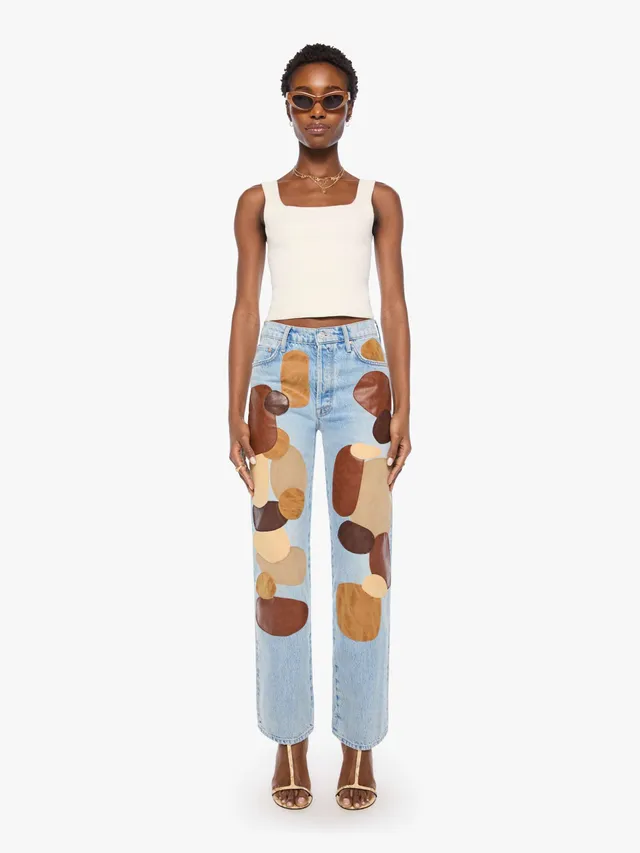 Mother Denim The Patched Dialed Back Rambler Sneak Jeans Hellblau
