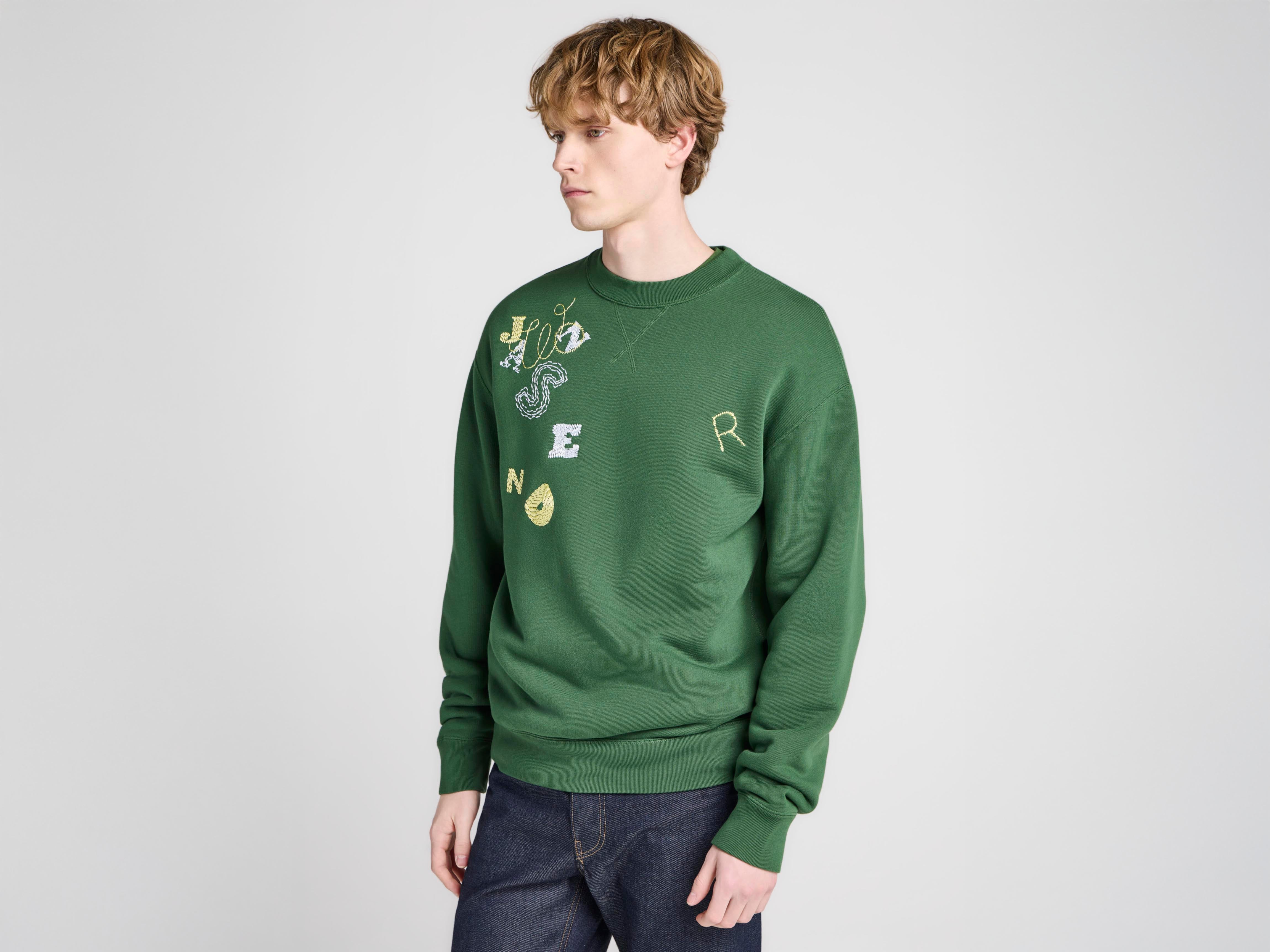 J.W.Anderson Sweatshirt Herren Grün Baumwolle Letters