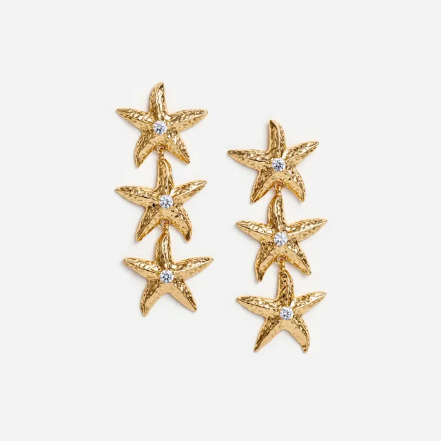 Self Portrait Mottled Gold Sea Star Ohrringe Kristall