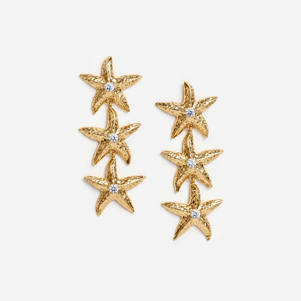Self Portrait Mottled Gold Sea Star Ohrringe Kristall