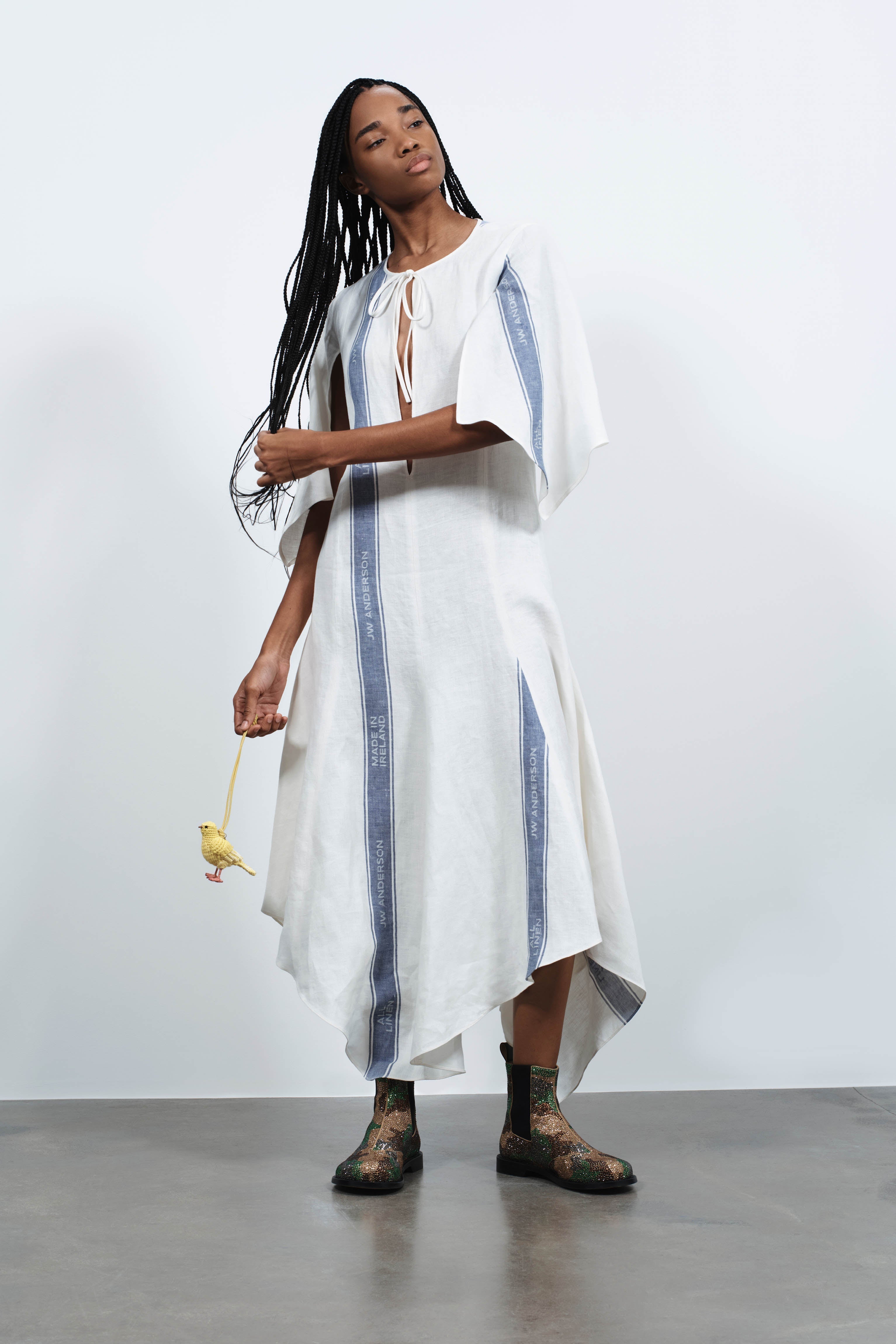 J.W. Anderson Dresses Draped Hem Dress Kleid Leinen blau