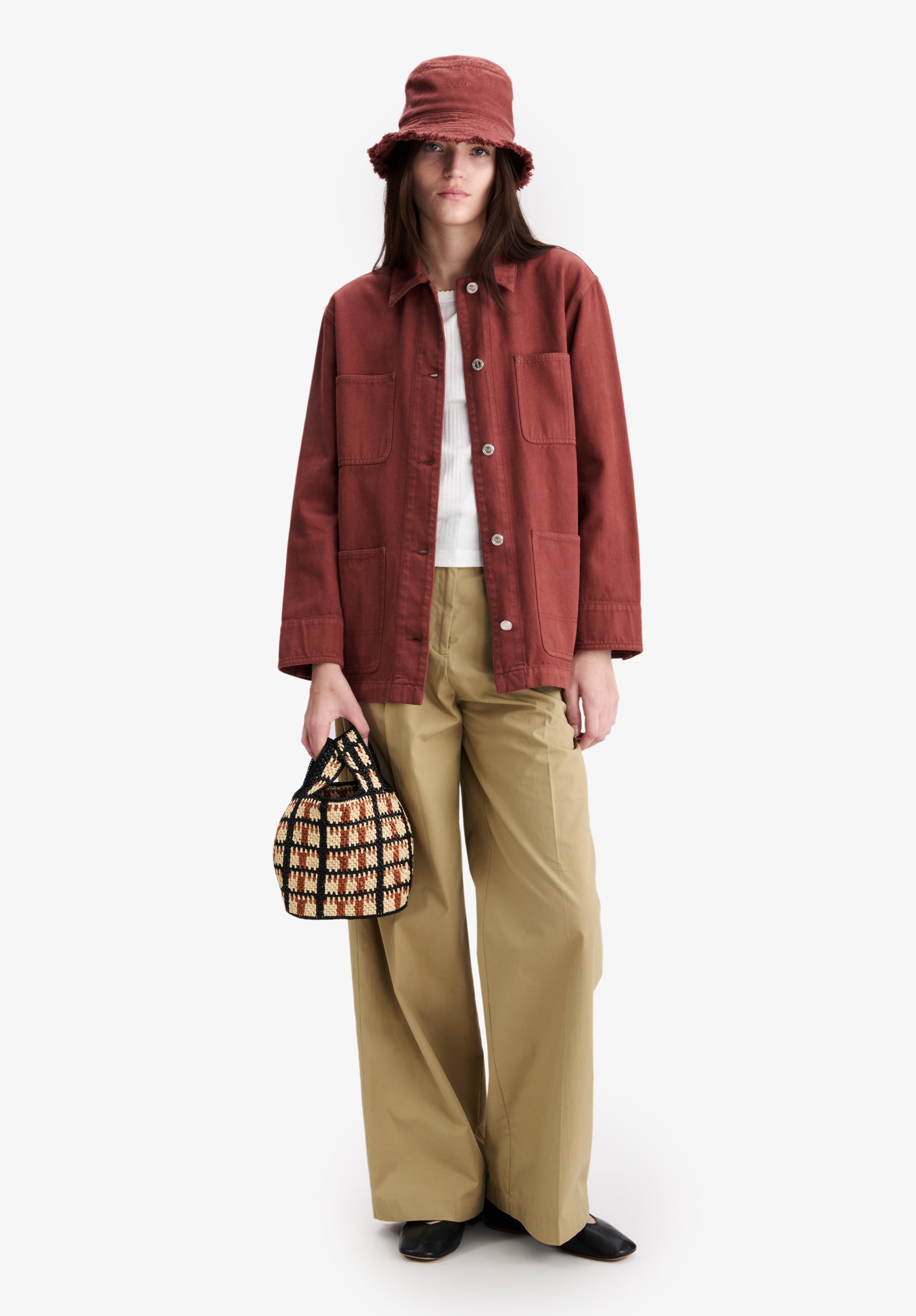 A.P.C. Workwear-Jacke recycelte Baumwolle bordeaux