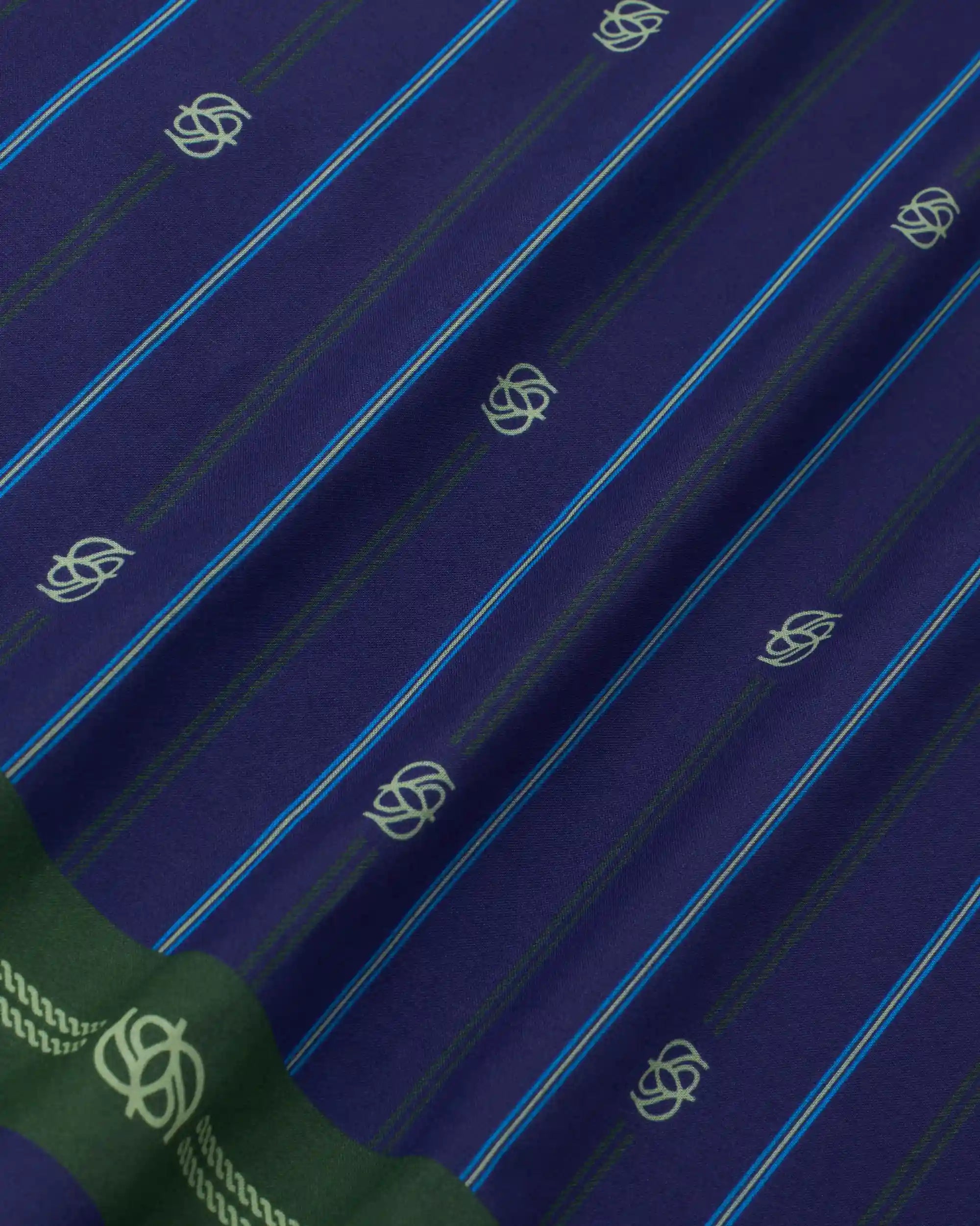Drôle De Monsieur Bandana Monogramm Seide Blau