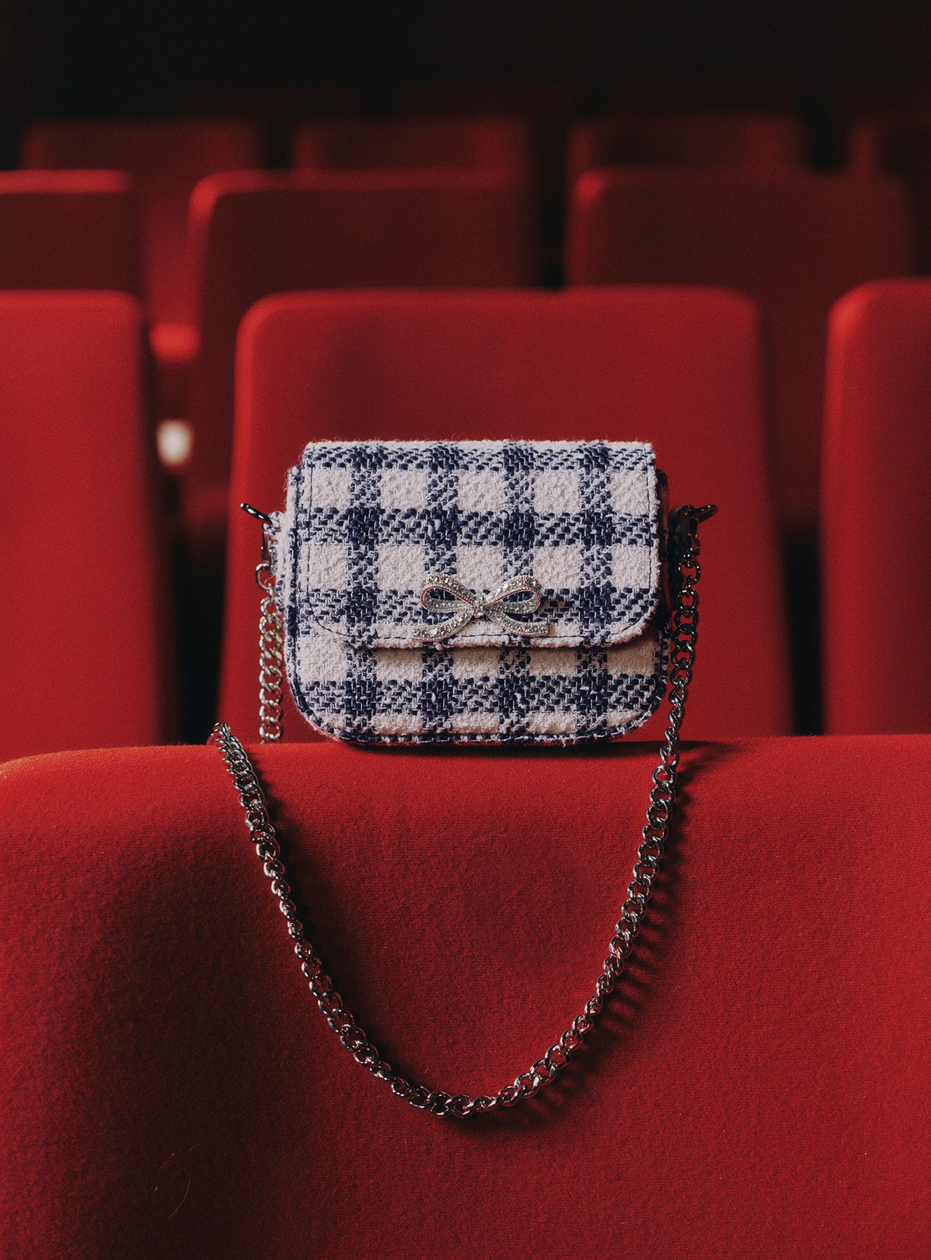 Self Portrait Handbags Navy Check Boucle Tasche navy kariert