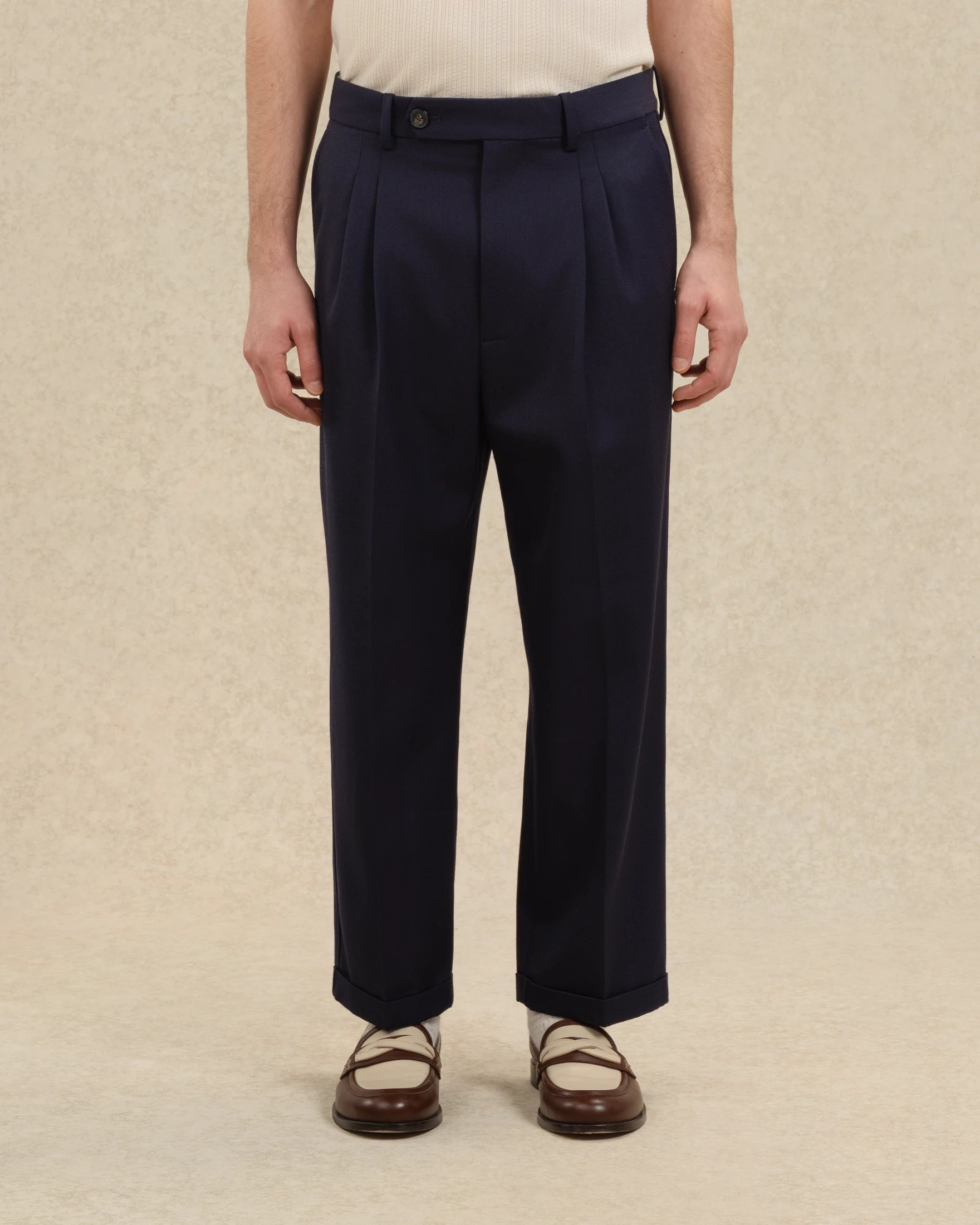 Drôle De Monsieur Pantalon Cropped Hose Navy Wolle