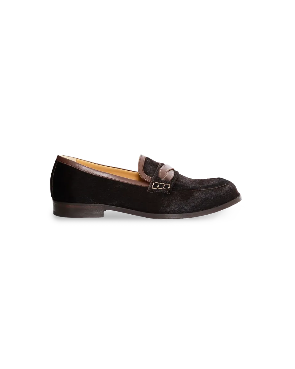 Drôle De Monsieur Mocassin Tresse Loafer Dunkelbraun Leder